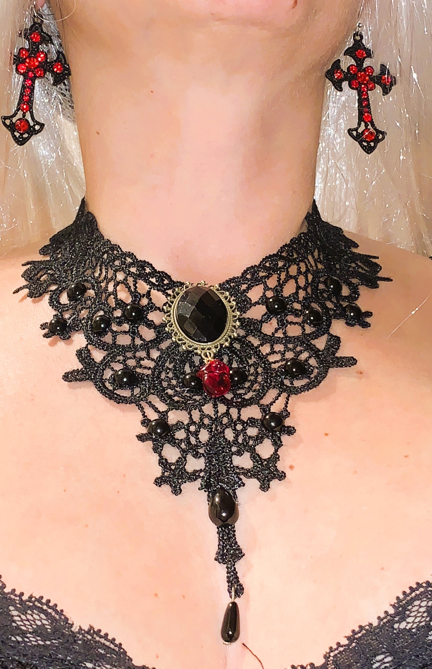 🖤 Gargantilla “Black Heart Royal” | Gothic Lace Choker Gold & Black ✨ | Victorian Vampire Necklace | Dark Anatomy Limited 1:1