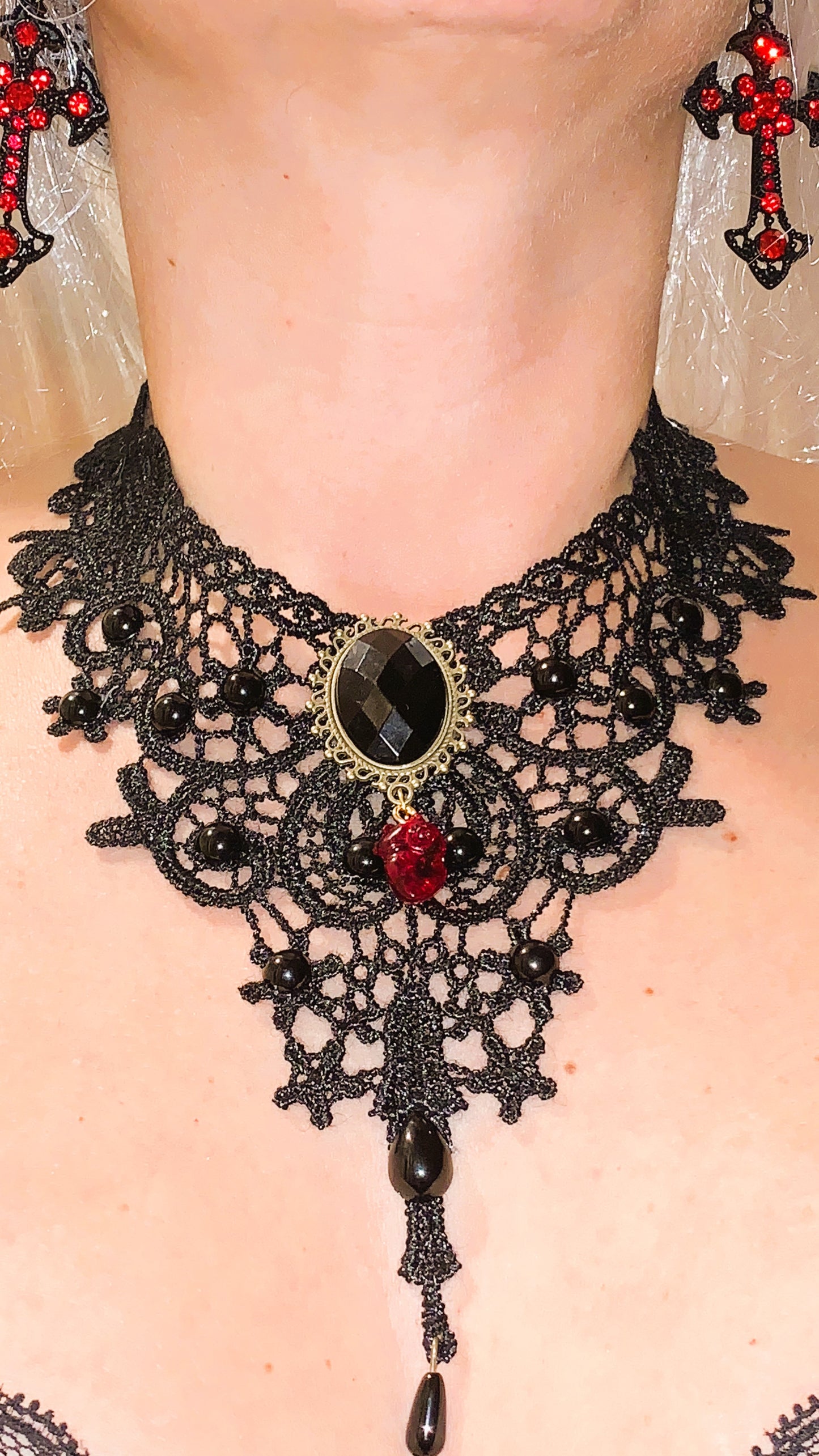 🖤 Gargantilla “Black Heart Royal” | Gothic Lace Choker Gold & Black ✨ | Victorian Vampire Necklace | Dark Anatomy Limited 1:1