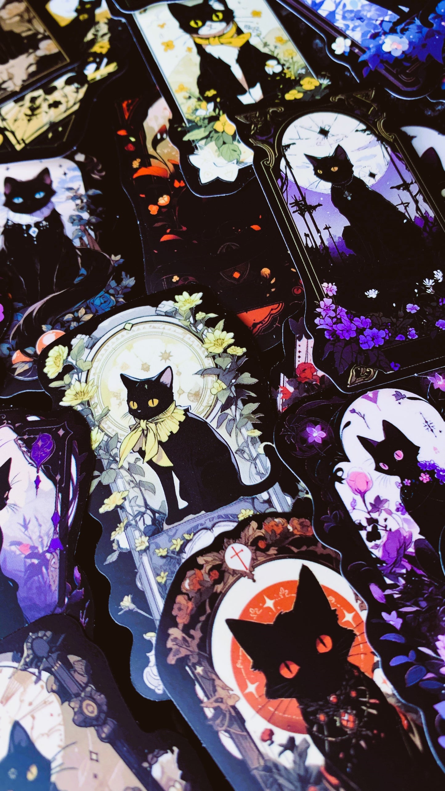 Pack “Gothic Black Cats” (25 Stickers) | Dark Cats, Tarot & Witchy Aesthetic Stickers 🐈‍⬛ – Dark Anatomy Halloween Edition | 1:1 Limited Edition