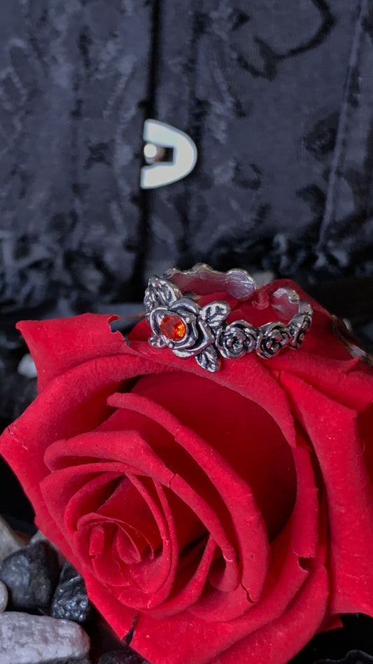 💍 Anillo “Crimson Crown” | Gothic Red Gem Ring – Dark Anatomy Halloween Edition 🕸️ | 1:1 Limited Edition