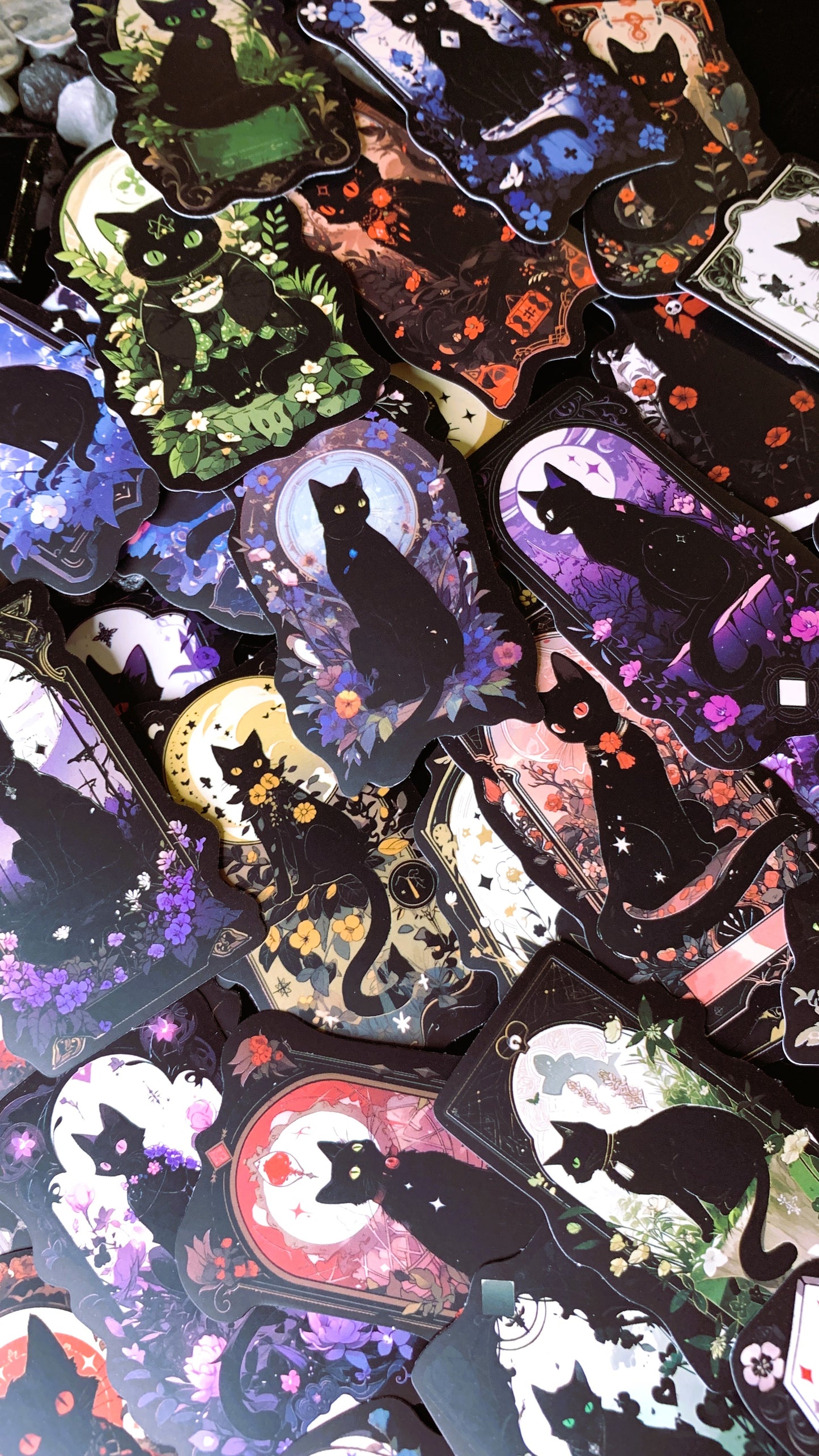 Pack “Gothic Black Cats” (25 Stickers) | Dark Cats, Tarot & Witchy Aesthetic Stickers 🐈‍⬛ – Dark Anatomy Halloween Edition | 1:1 Limited Edition