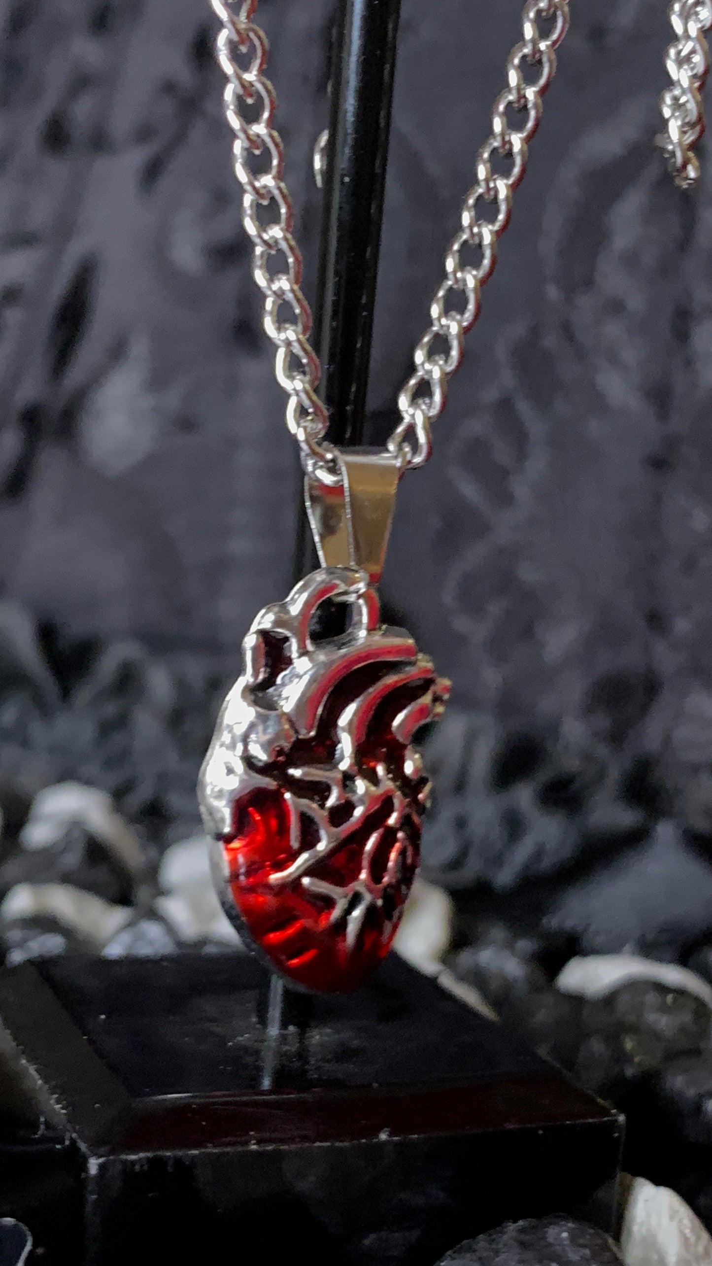 ❤️‍🔥 Collar “Heart of Shadows” | Gothic Heart Necklace – Dark Anatomy Halloween Edition 🕸️ | 1:1 Limited Edition