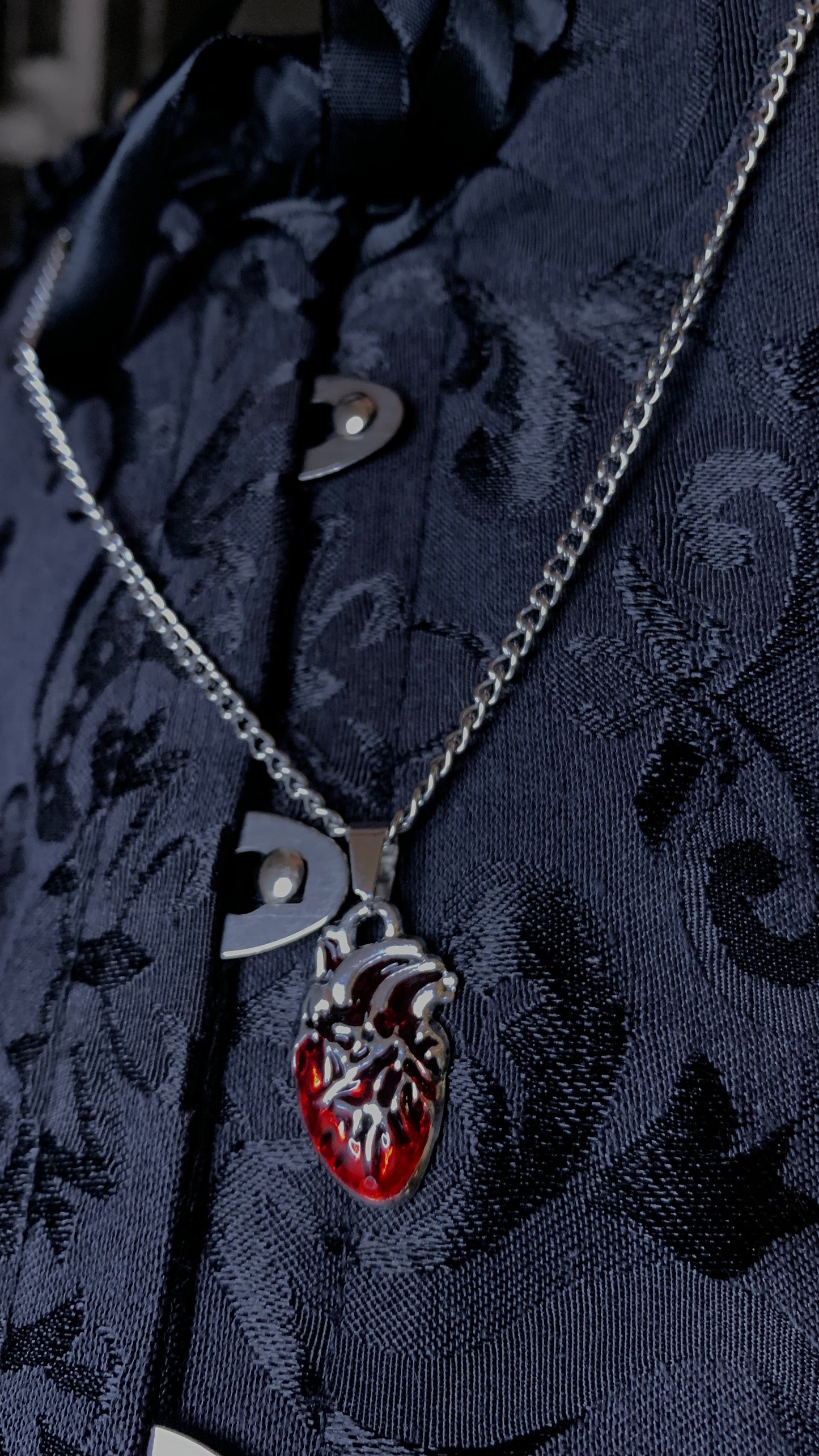 ❤️‍🔥 Collar “Heart of Shadows” | Gothic Heart Necklace – Dark Anatomy Halloween Edition 🕸️ | 1:1 Limited Edition