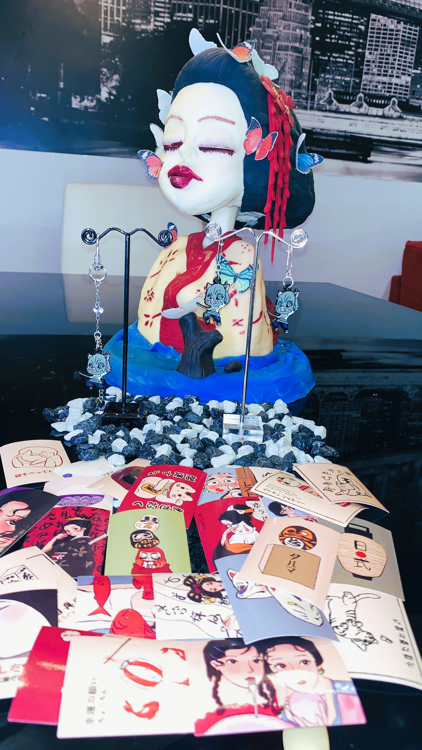 Pack Inosuke Hashibira – Pendientes, Charm & Collar (3 piezas) | Edición Limitada Regalo Otaku