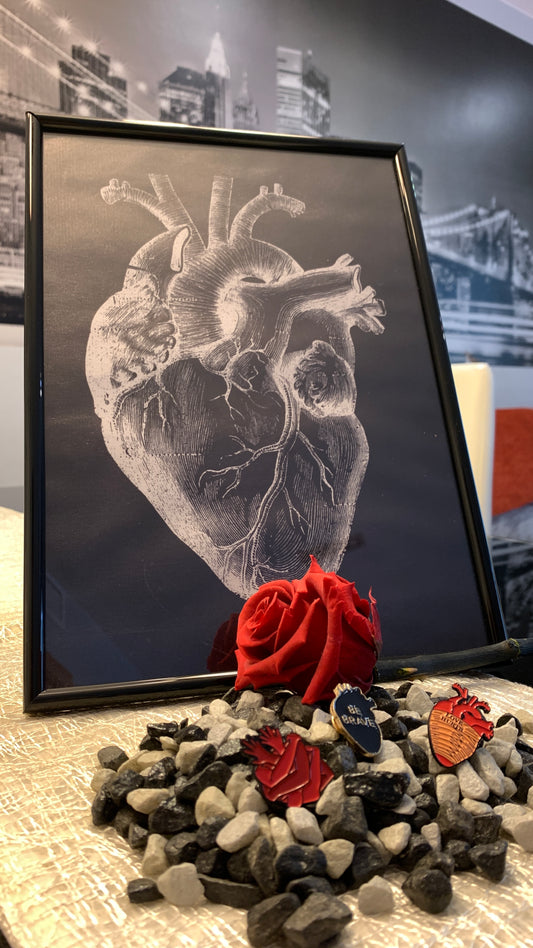 Set Vintage del Corazón Anatómico + 3 Pins de Corazón | Anatomical Heart Art & Pins 1:1 Limited Edition