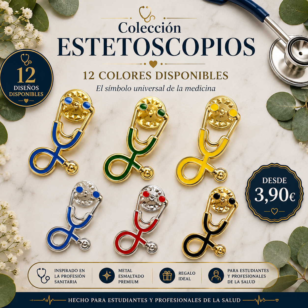 Pins Estetoscopio Clínico | Clinical Stethoscope Enamel Pin Collection | Limited 1:1 Edition Clinical Stethoscope Enamel Pin Collection | Limited 1:1 Edition | MedPins