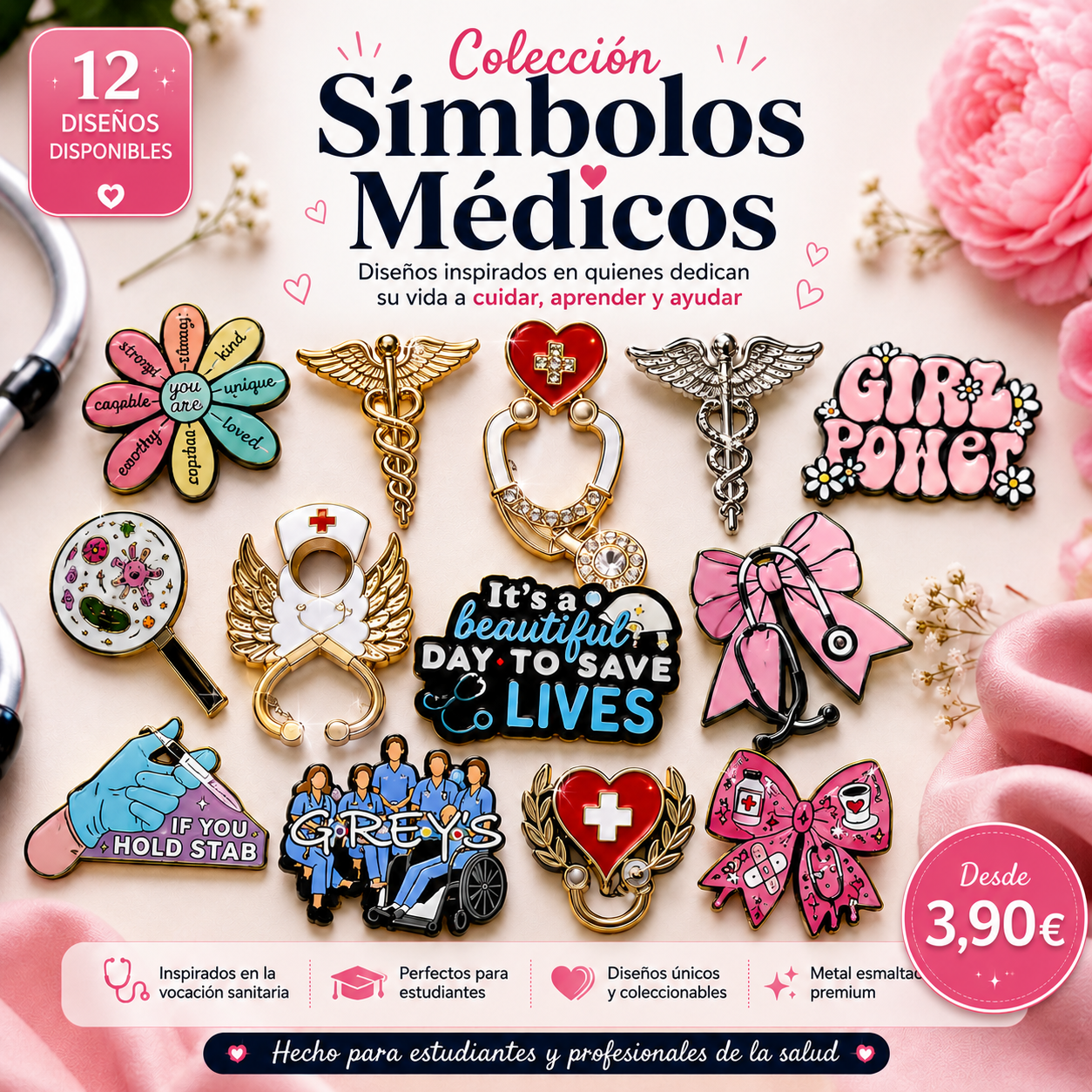 Pins “Símbolos Médicos & Vocación” | Medical Symbols & Healthcare Identity Enamel Pin Collection – Limited 1:1 Edition | MedPins
