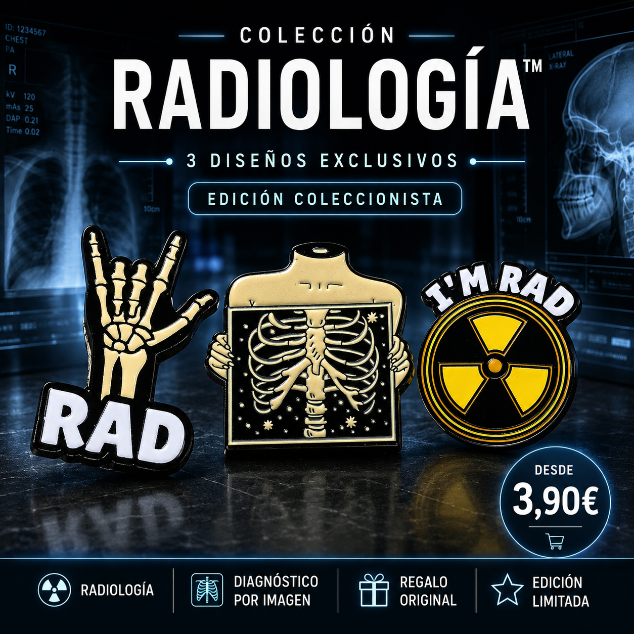 Pins “Radiología” | Radiology Enamel Pin Collection – Limited 1:1 Edition | MedPins