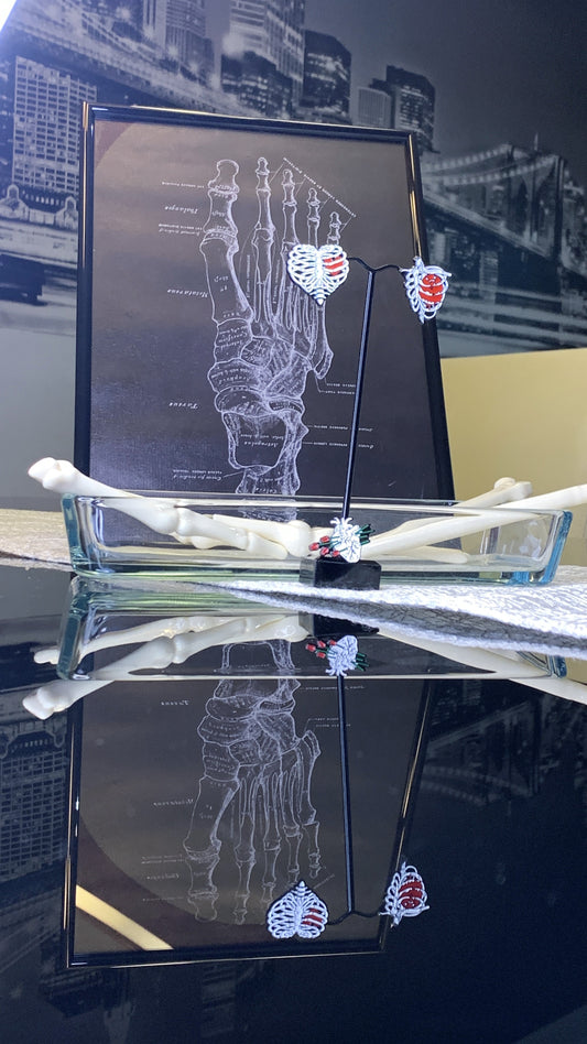 Pack de Arte Anatómico del Pie + 5 Bolígrafos de Huesos + 3 Pins Góticos 1:1 | Limited Edition Anatomical Art & Gothic Pins Set