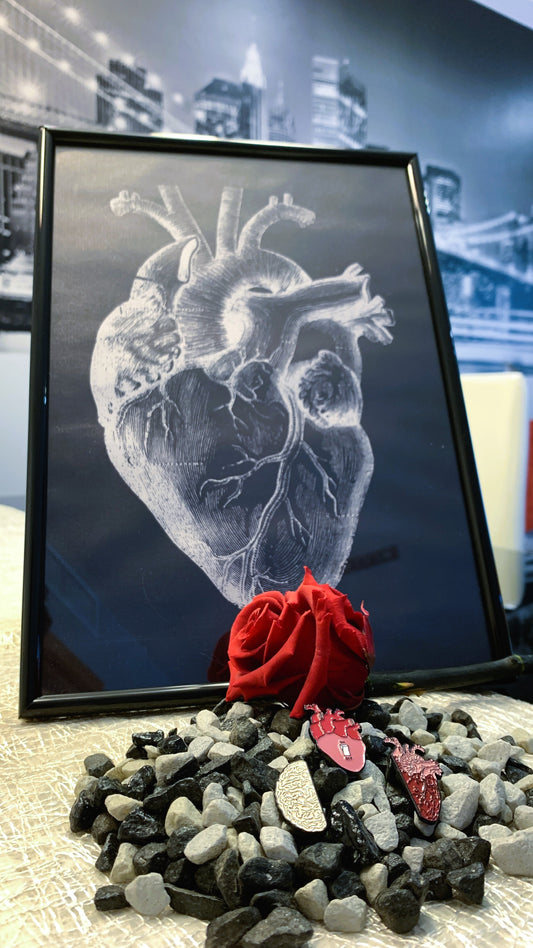 Set Vintage Corazón Anatómico + 3 Pins de Anatomía Cerebro & Corazón | Anatomical Heart & Brain Pin Art Set 1:1 Limited Edition