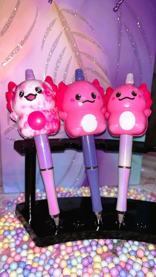 🩷 Bolígrafo Ajolote Squishy | Axolotl Squishy Pen – Cute Kawaii Antistress Edition 🌈✨ | Limited Colors