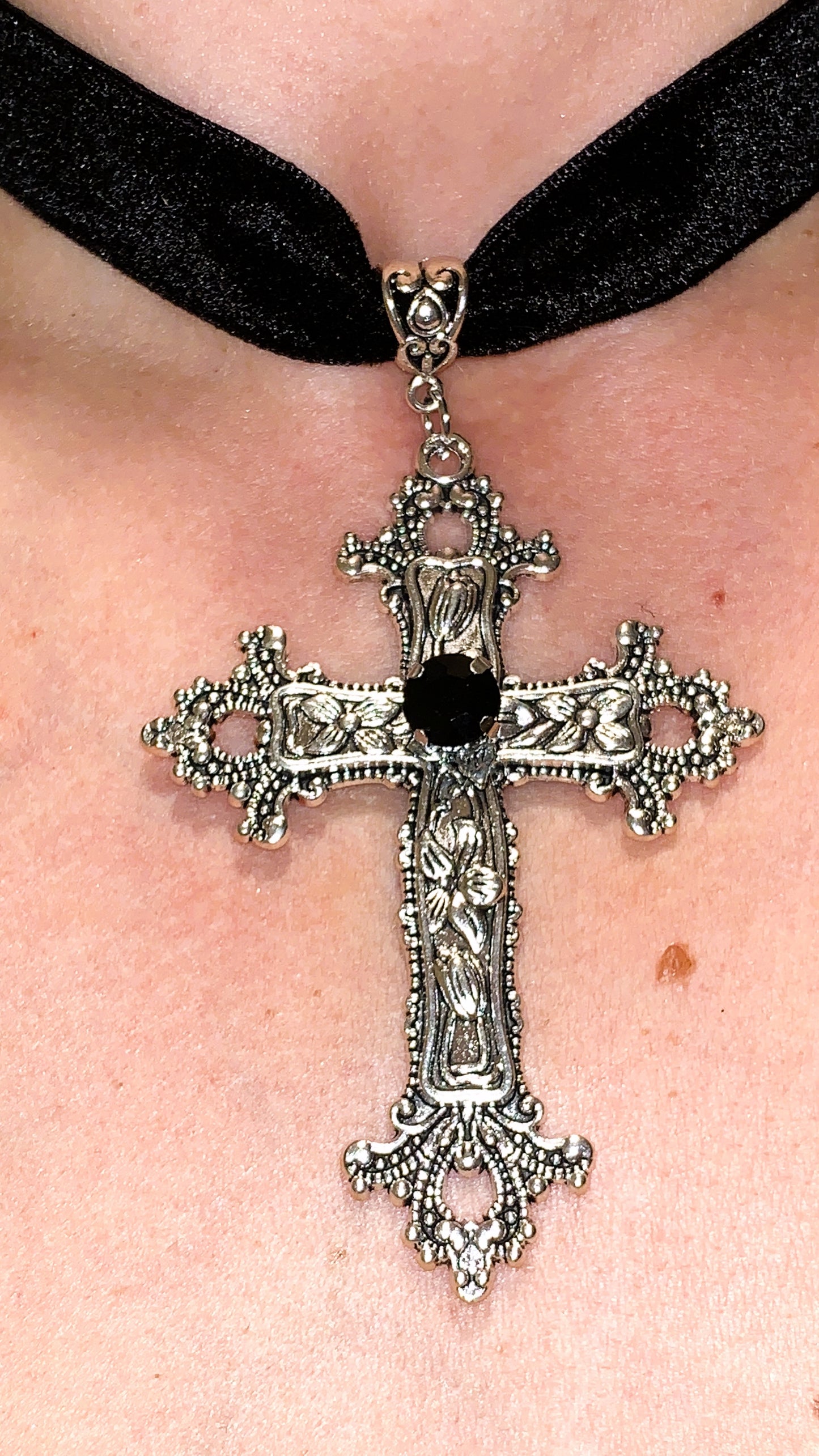 💀 Set Gótico Cruz Plateada “Dark Faith Set Deluxe” | Gothic Silver Cross Necklace + Earrings Set 🖤 | Vampire Jewelry Limited 1:1