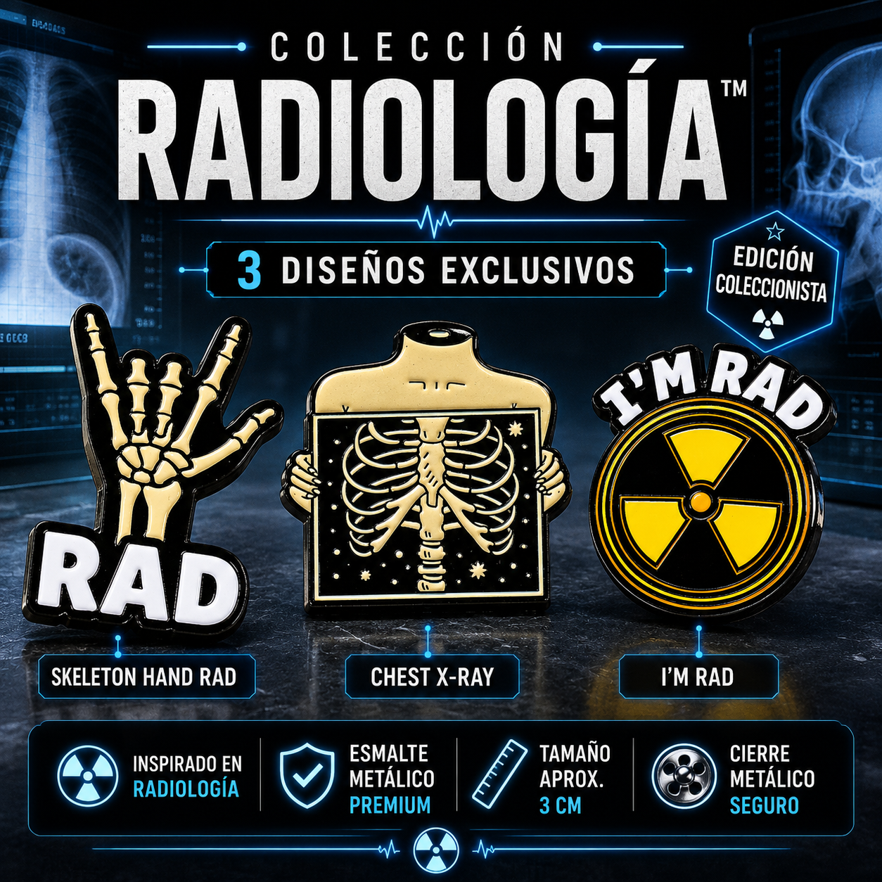 Pins “Radiología” | Radiology Enamel Pin Collection – Limited 1:1 Edition | MedPins