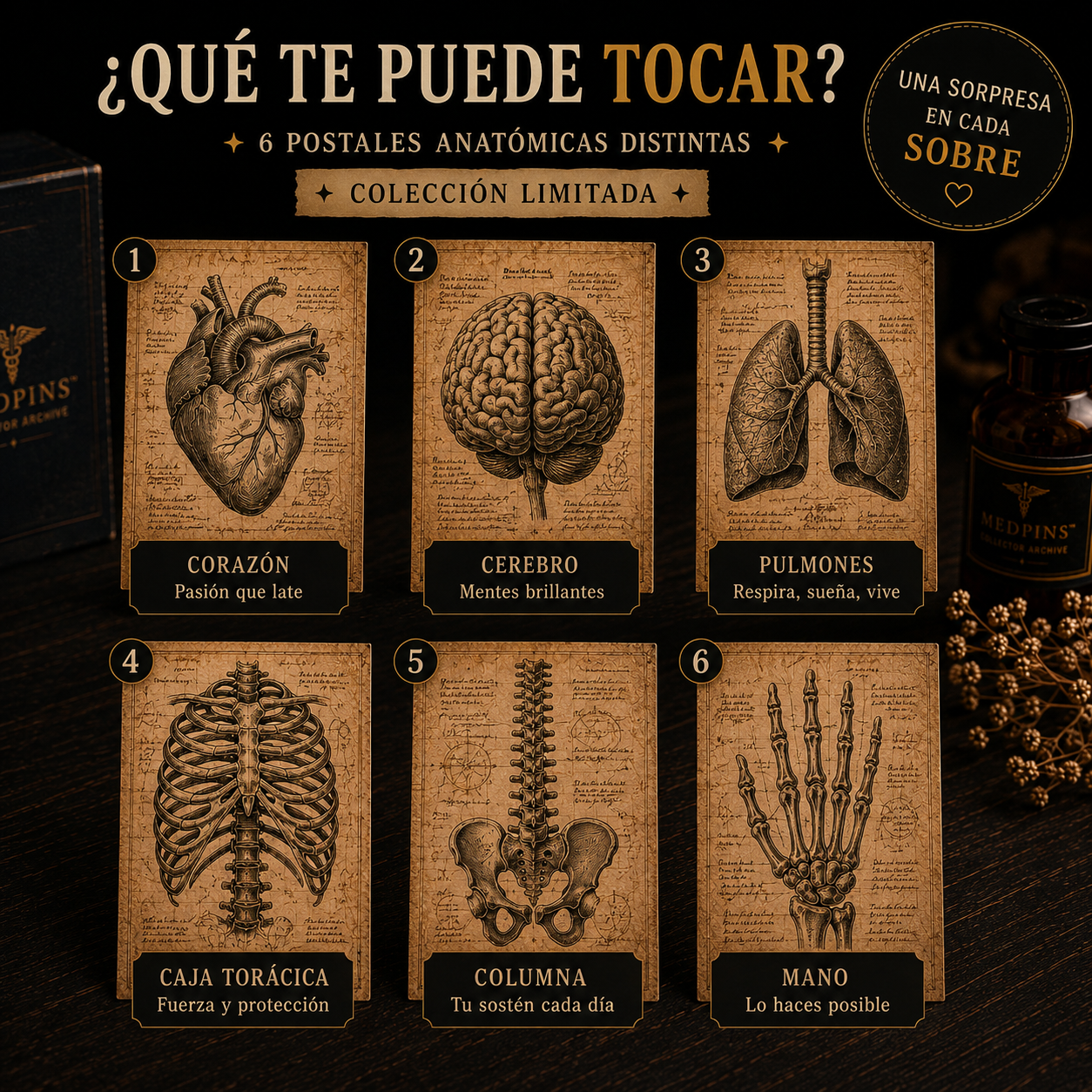 Postal Anatómica Sorpresa™ | Regalo Personalizado desde 1€ | Dedicatoria Dorada o Plateada