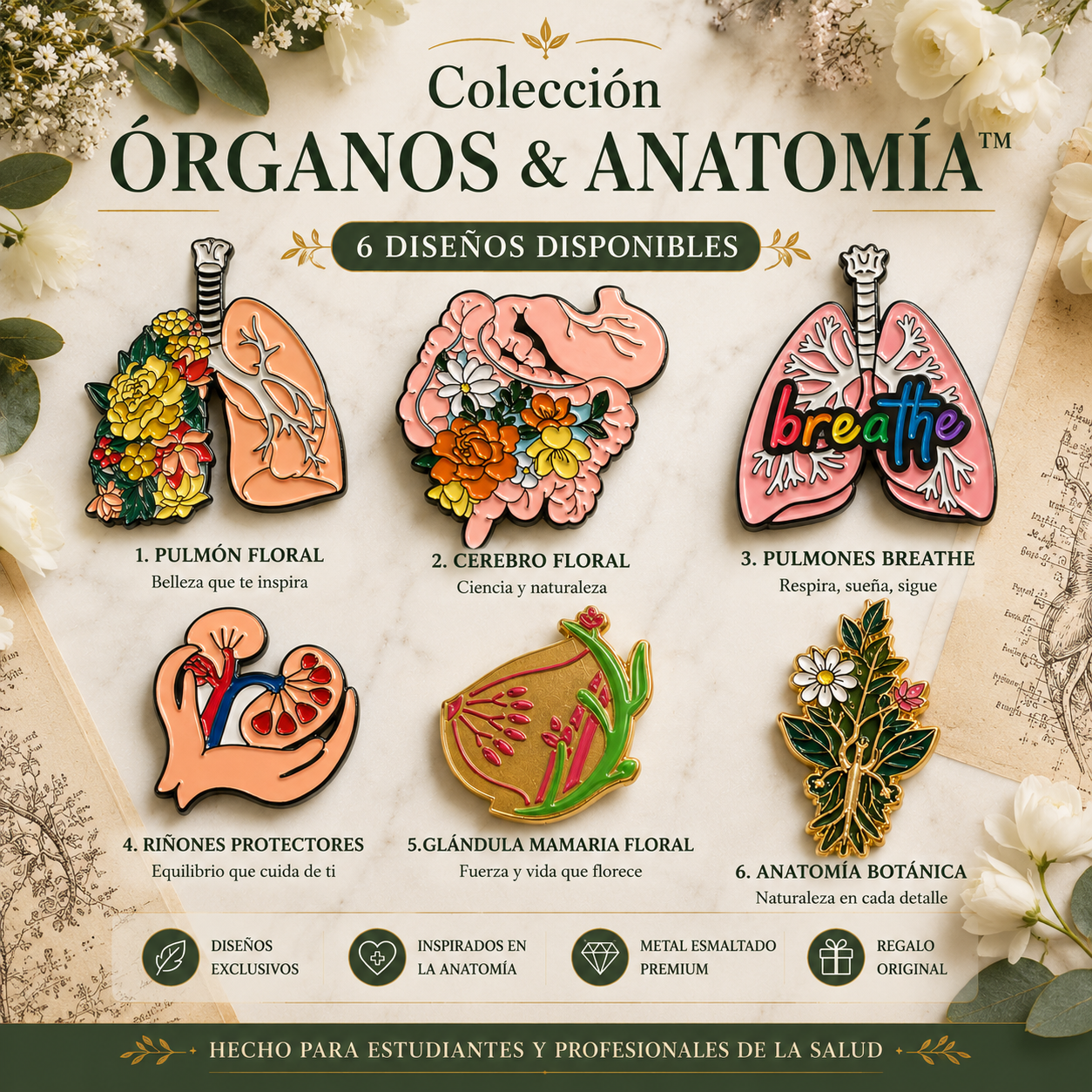 Pins “Órganos Internos” | Internal Organs Enamel Pin Collection – Limited 1:1 Edition | MedPins