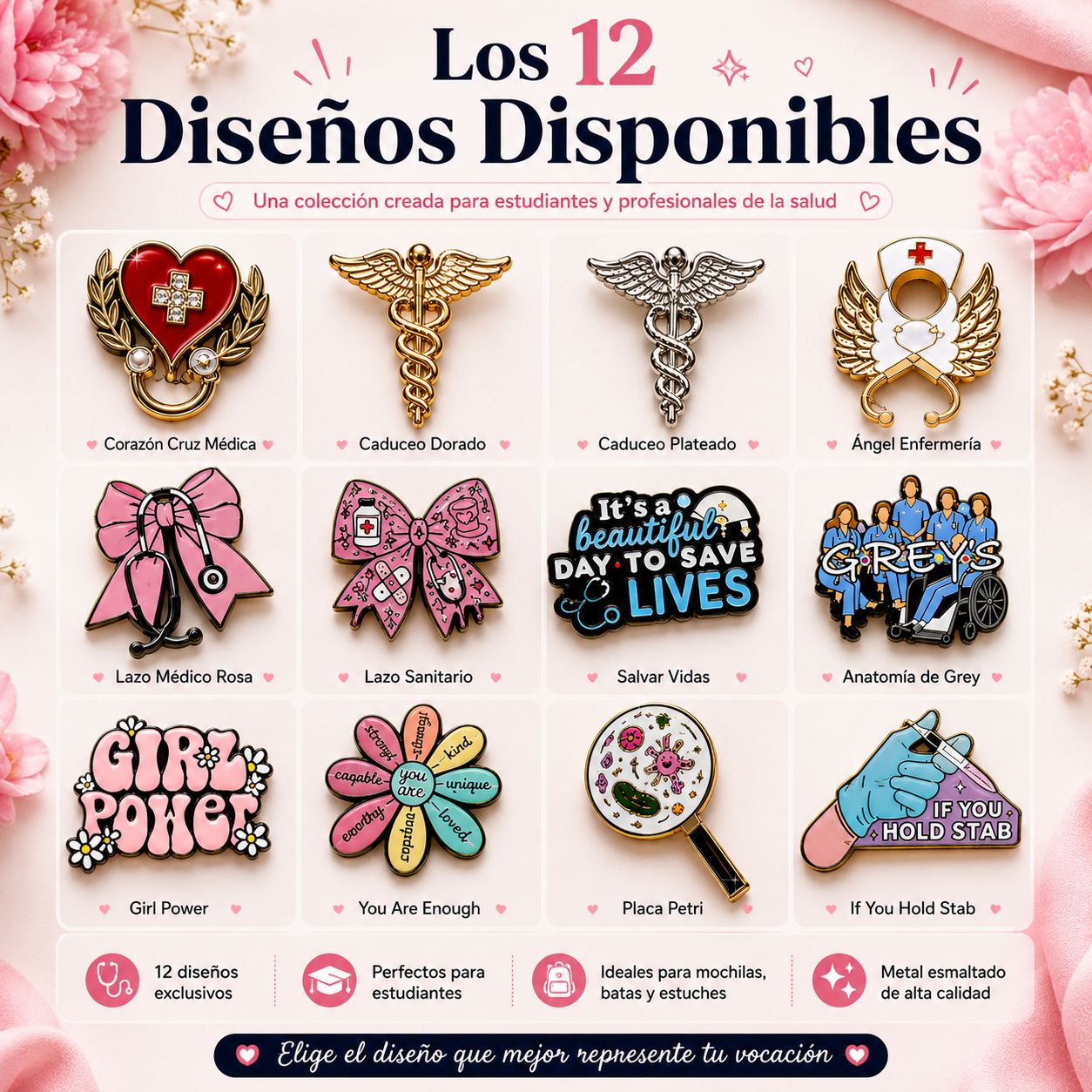 Pins “Símbolos Médicos & Vocación” | Medical Symbols & Healthcare Identity Enamel Pin Collection – Limited 1:1 Edition | MedPins