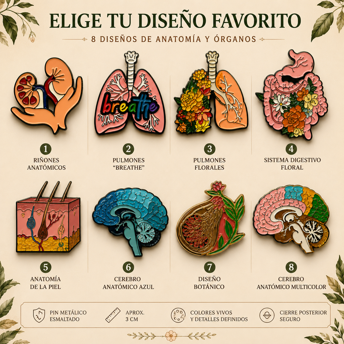 Vista 2 de la colección de pins de órganos y anatomía MedPins