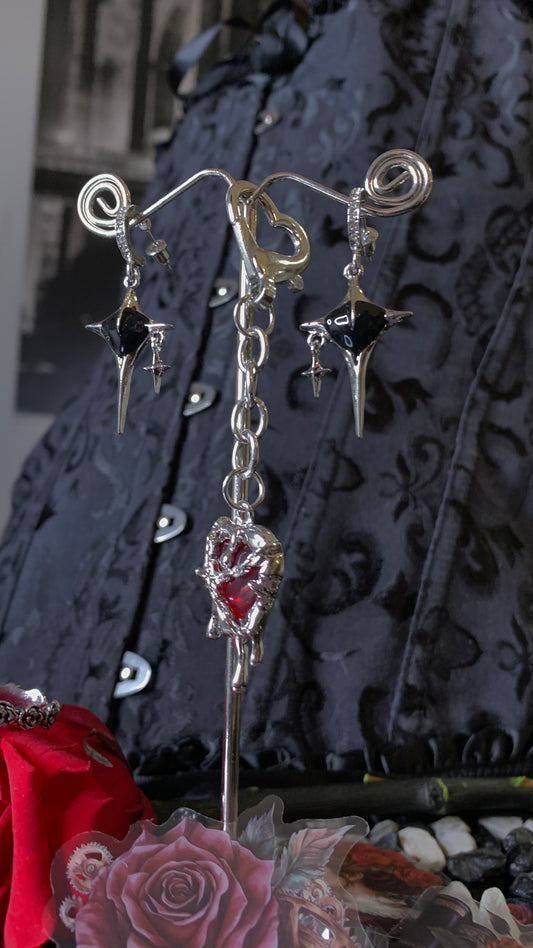 ✝️ Pendientes “Dark Cross Tears” | Gothic Black Cross Earrings – Dark Anatomy Halloween Edition 🕸️ | 1:1 Limited Edition
