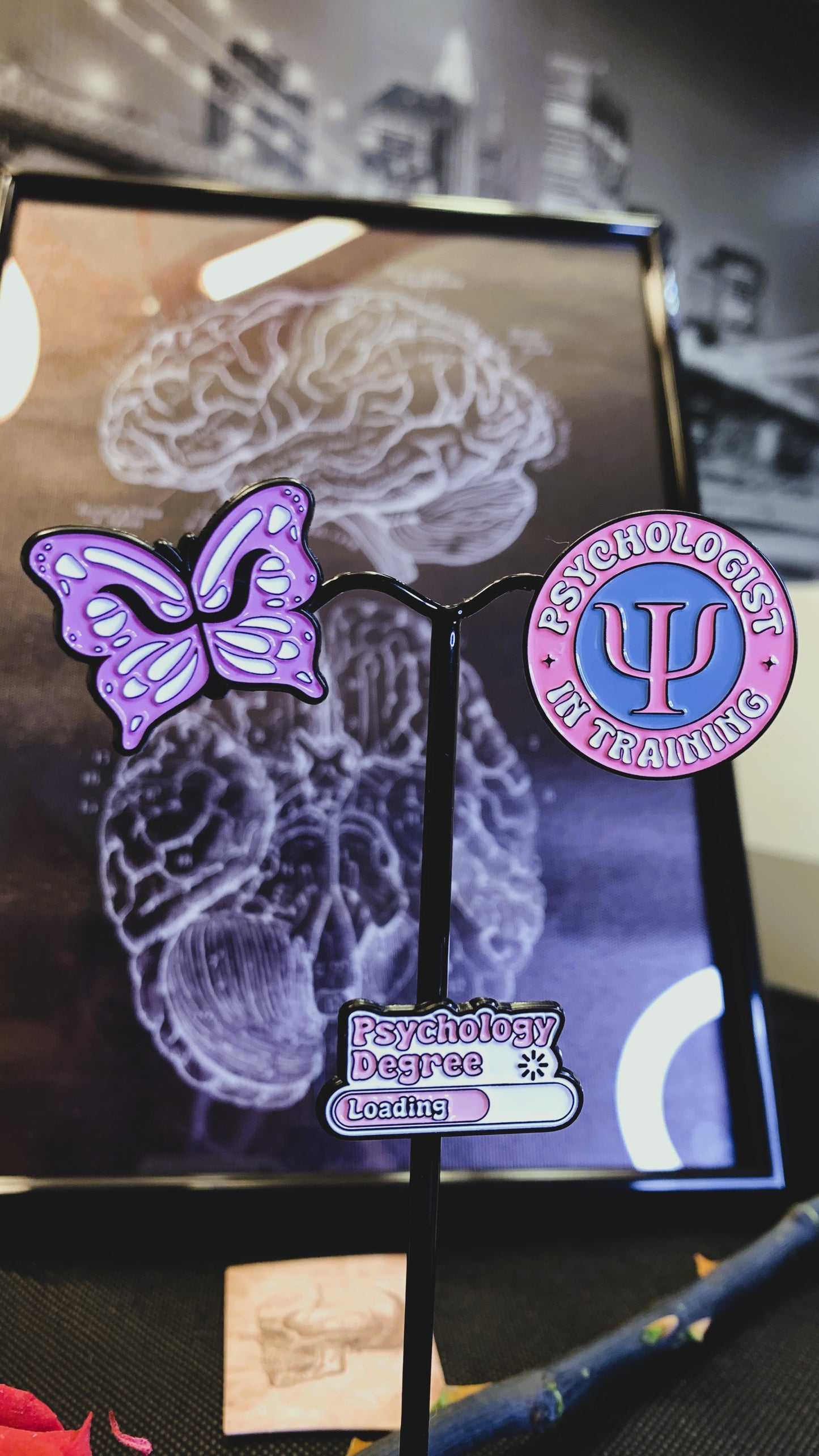 Pack “Psychology in Bloom” | Butterfly + Psychologist in Training + Degree Loading Pin Set 1:1 Limited Edition
