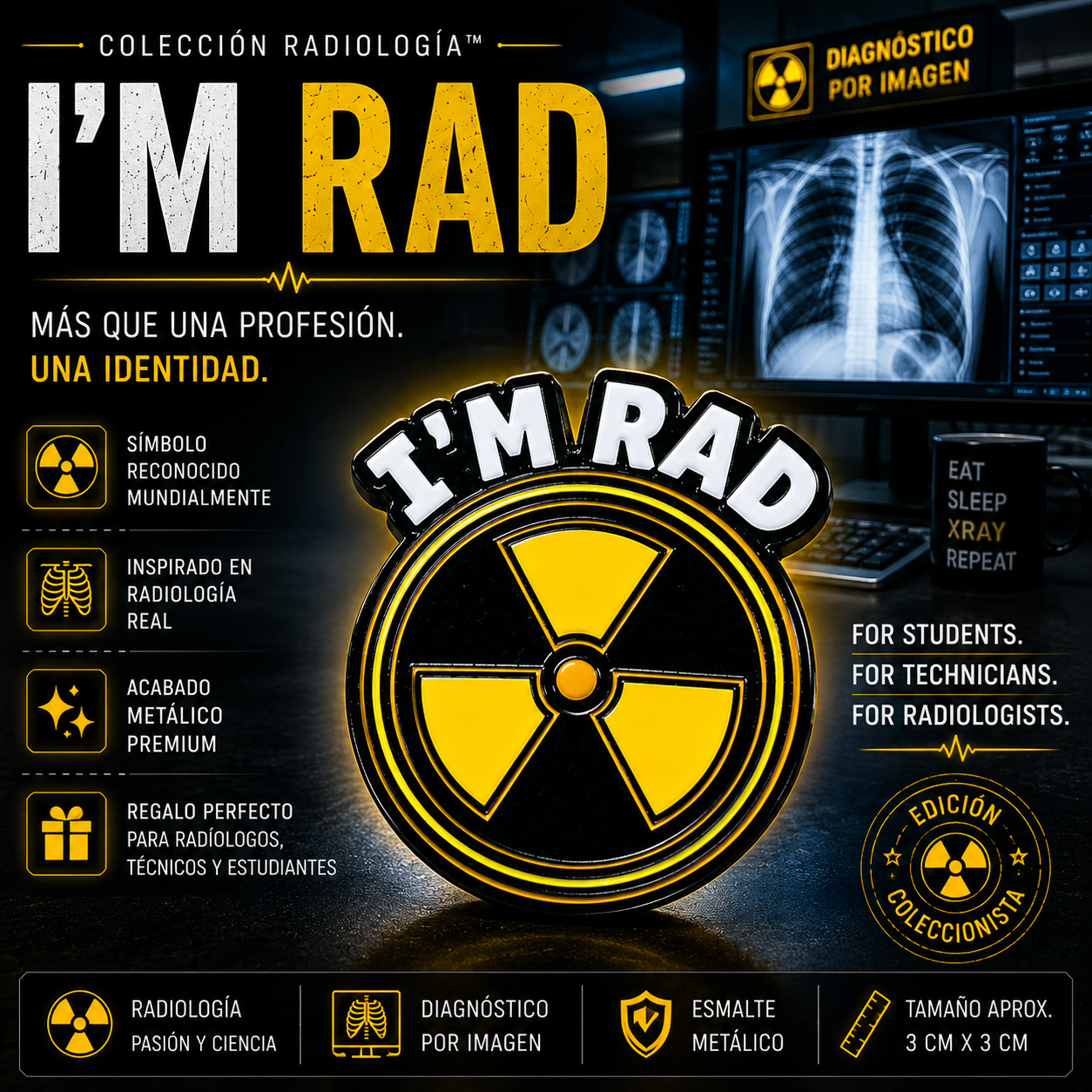 Pins “Radiología” | Radiology Enamel Pin Collection – Limited 1:1 Edition | MedPins