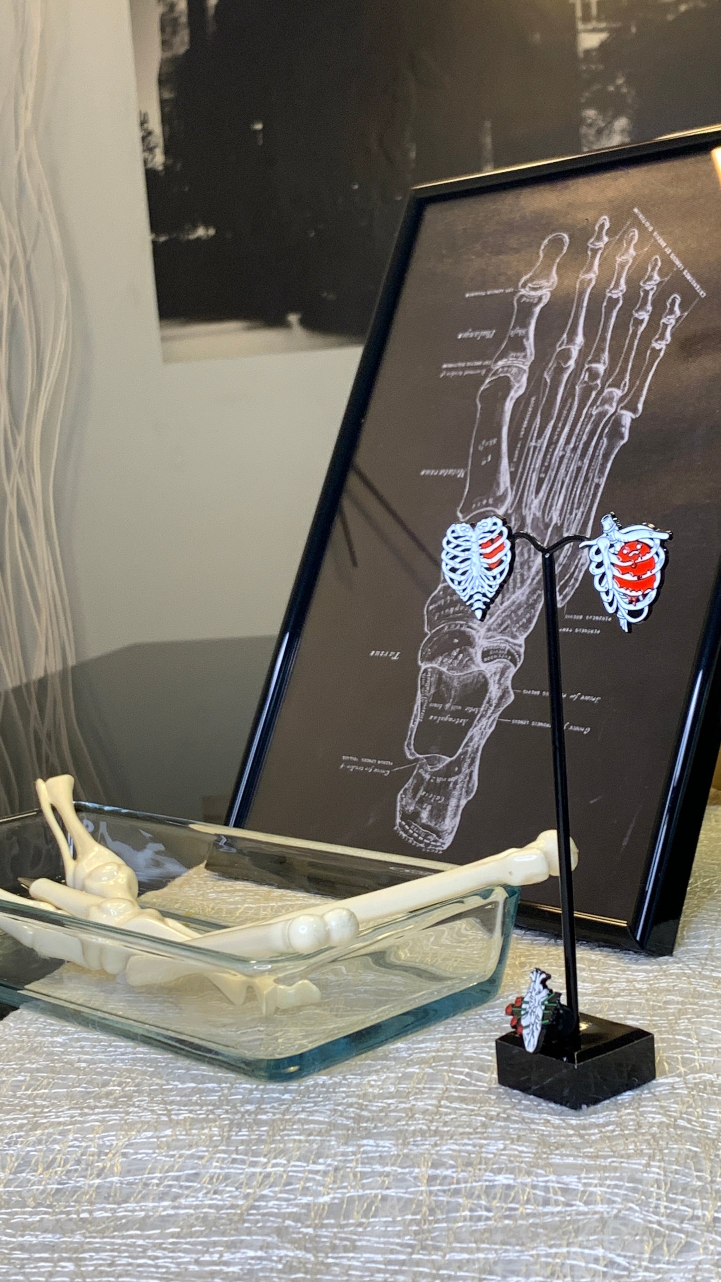 Pack de Arte Anatómico del Pie + 5 Bolígrafos de Huesos + 3 Pins Góticos 1:1 | Limited Edition Anatomical Art & Gothic Pins Set