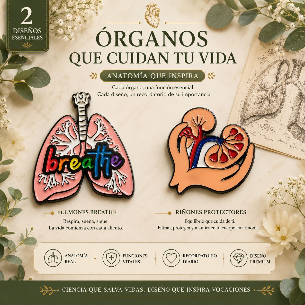 Pins “Órganos Internos” | Internal Organs Enamel Pin Collection – Limited 1:1 Edition | MedPins