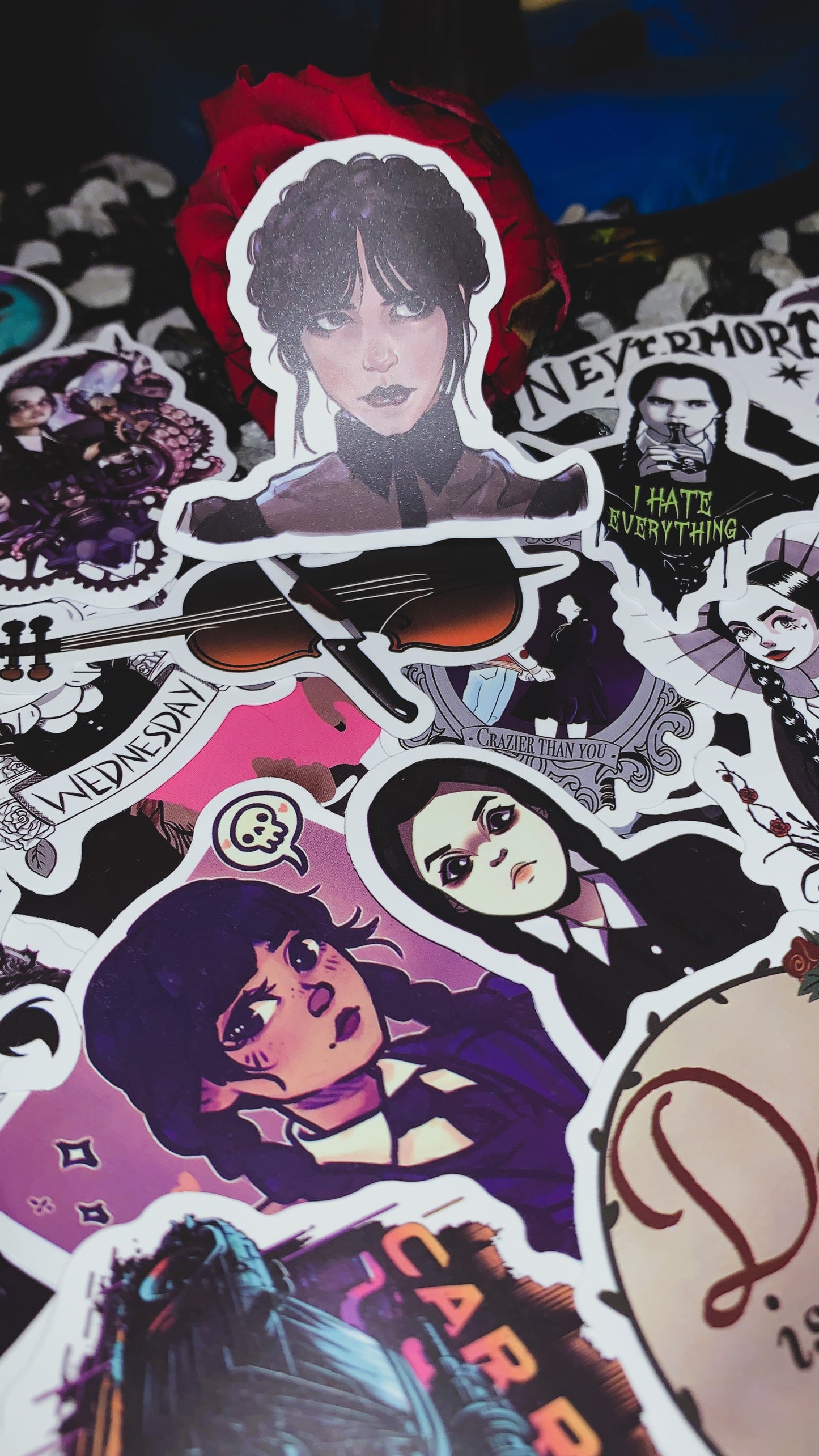 💀 Set de 25 Pegatinas “Wednesday Dark Edition” | Wednesday Gothic Stickers Pack 🕷️ | Addams Family Aesthetic | Limited Collection