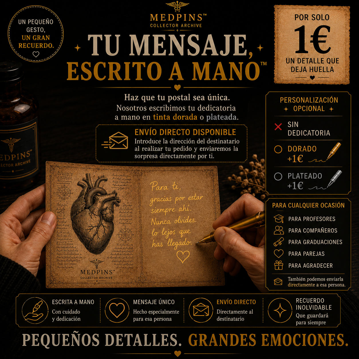 Postal Anatómica Sorpresa™ | Regalo Personalizado desde 1€ | Dedicatoria Dorada o Plateada