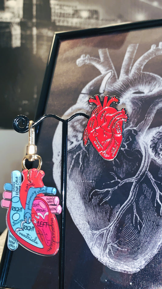 Pack Corazón Dual | Anatomical Heart Keychain + “Eyes Heart” Enamel Pin Set 1:1 Limited Edition