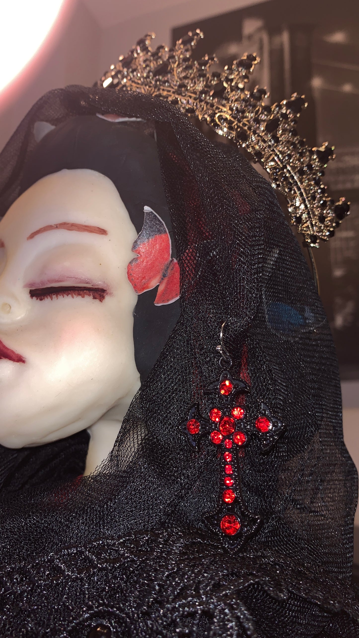 🩸 Pendientes Cruz Gótica “Bloody Cross Deluxe” | Gothic Cross Earrings Red & Black 💀 | Vampire Jewelry Limited 1:1