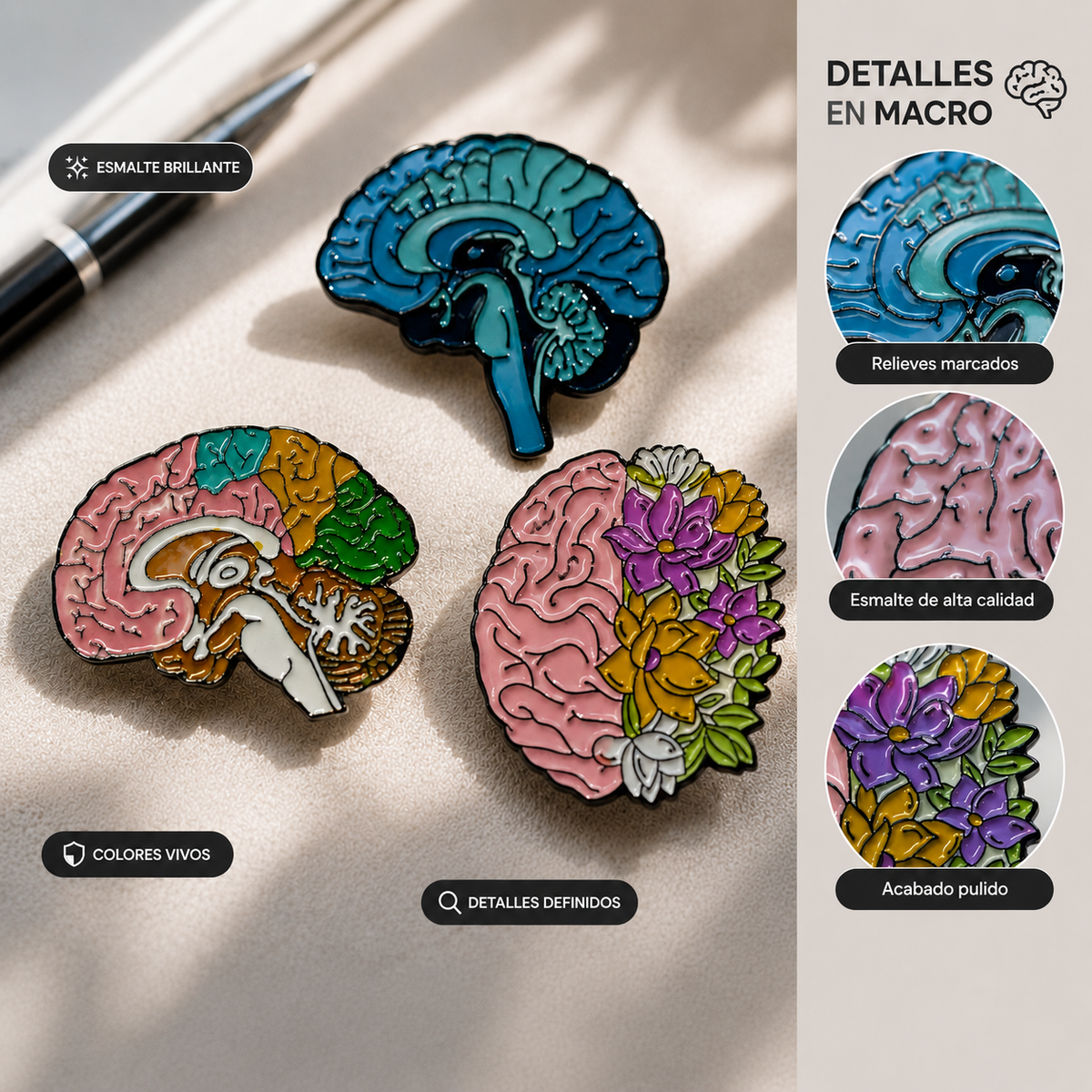 Vista 4 de la colección de pins de cerebro y neurociencia MedPins
