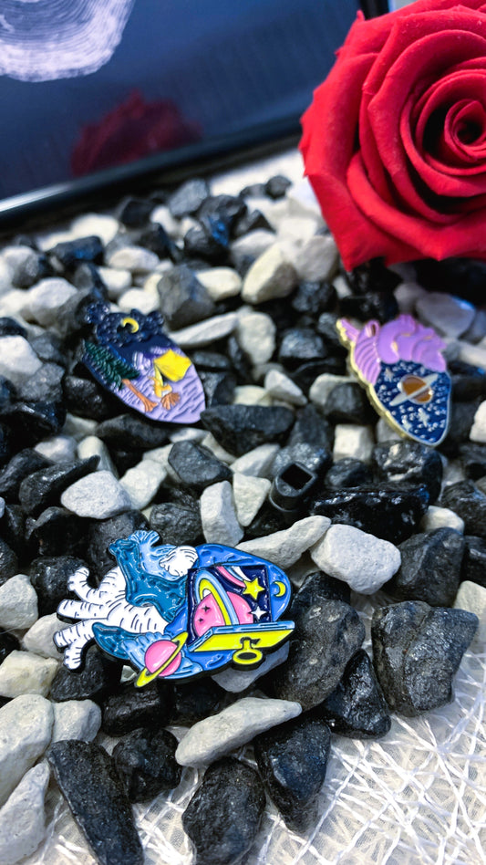 Pack “Cosmic Pulse” | Galaxy Heart + Camping Heart + Space Portal Enamel Pin Set 1:1 Limited Edition