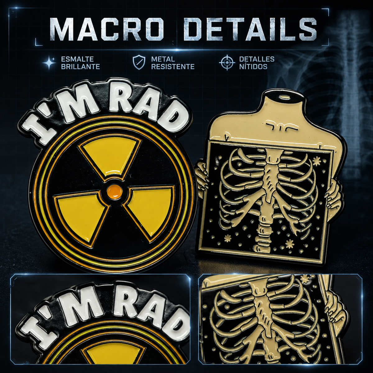 Vista 4 de la colección de pins de radiología y rayos X MedPins