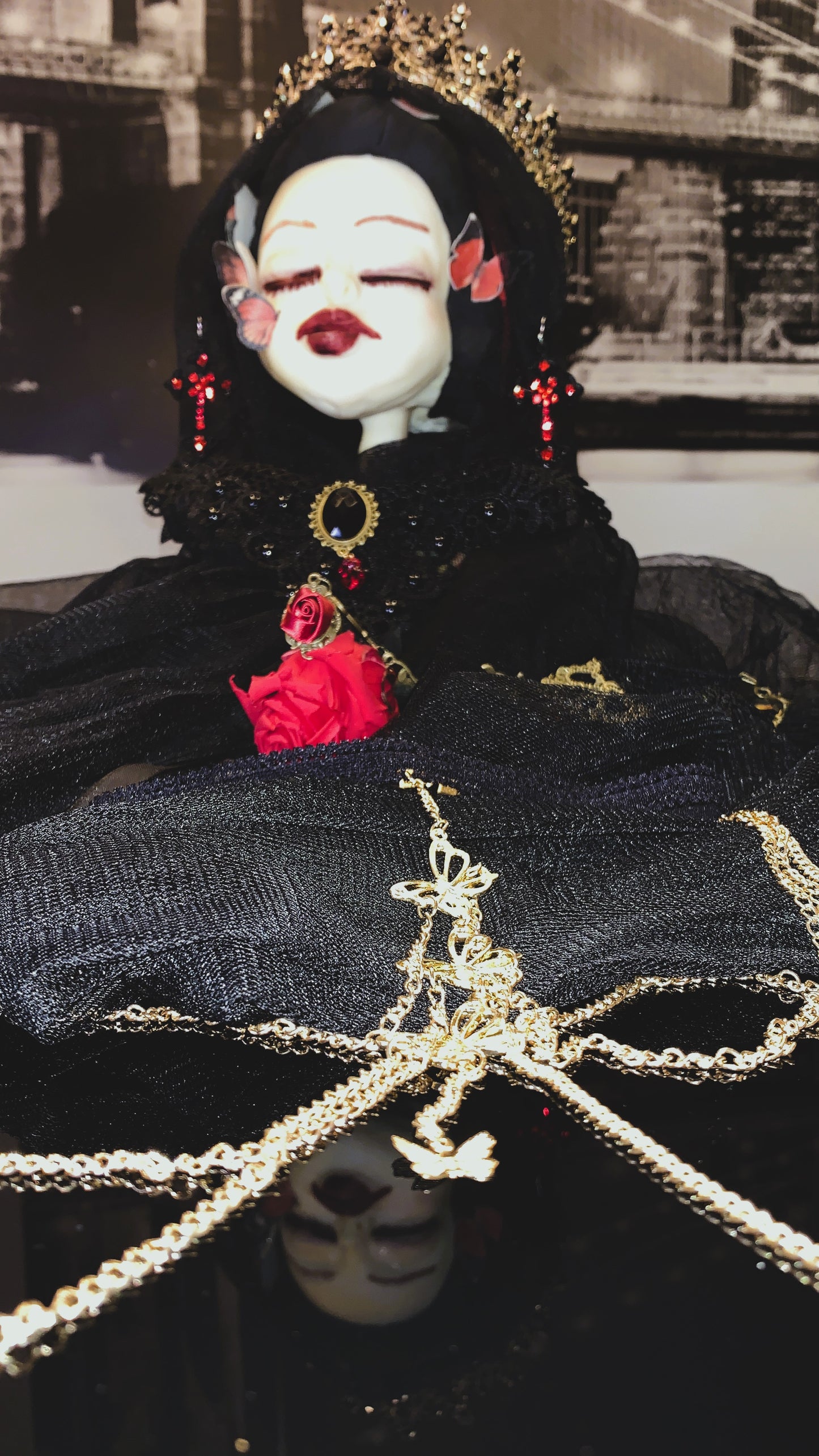 ⚜️ Liguero “Golden Butterfly Chains” | Liguero Gótico con Cadenas Doradas y Detalles de Mariposas 🖤 | Edición Limitada