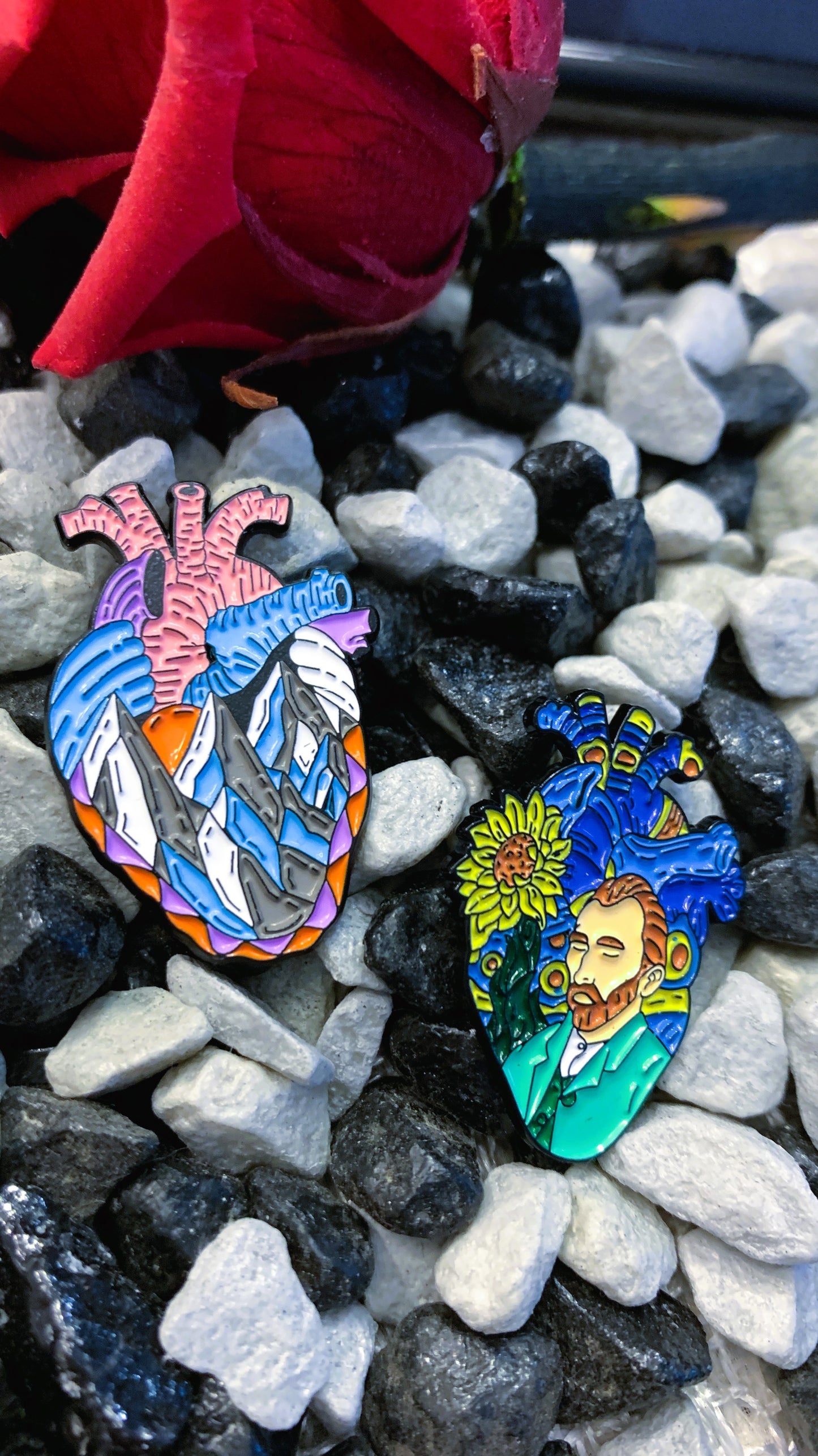 Set de 3 Pins Anatómicos “Van Gogh Hearts” | Surreal Anatomy Pin Set 1:1 Limited Edition