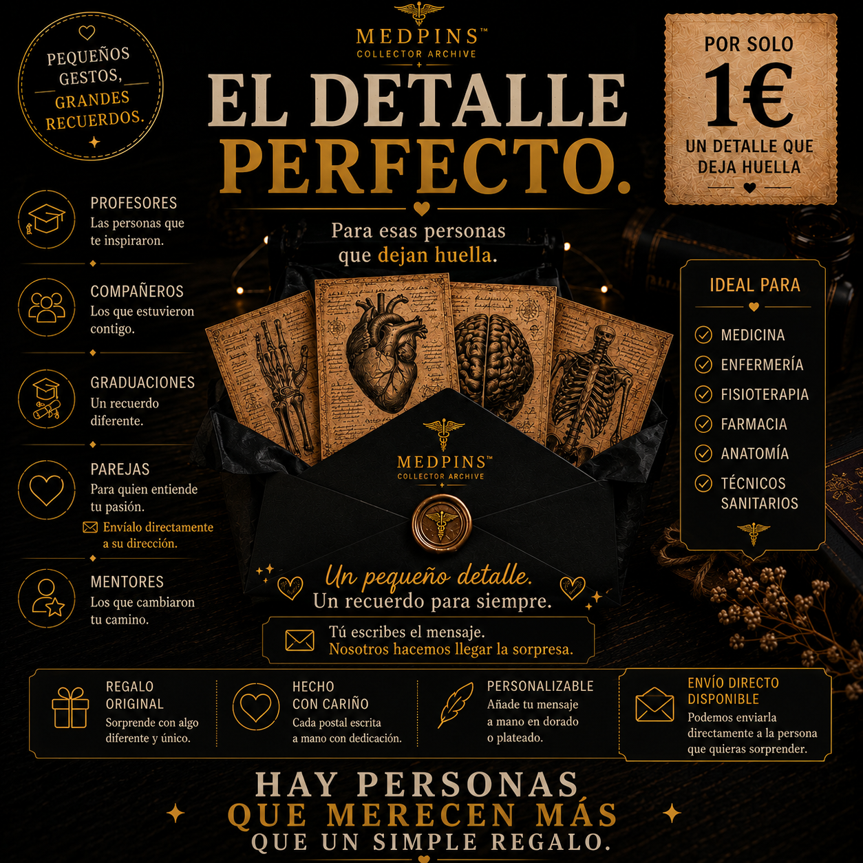 Postal Anatómica Sorpresa™ | Regalo Personalizado desde 1€ | Dedicatoria Dorada o Plateada