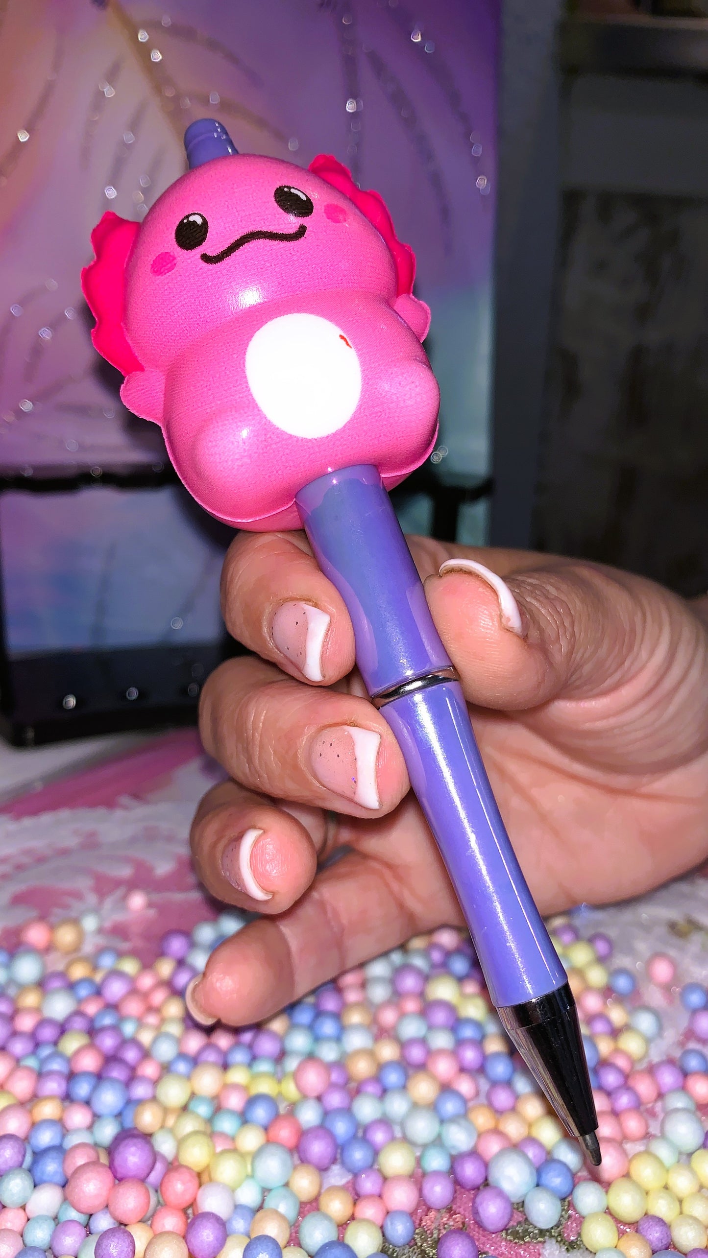 🩷 Bolígrafo Ajolote Squishy | Axolotl Squishy Pen – Cute Kawaii Antistress Edition 🌈✨ | Limited Colors