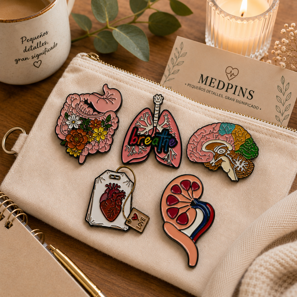 Vista 5 de la colección de pins de órganos y anatomía MedPins