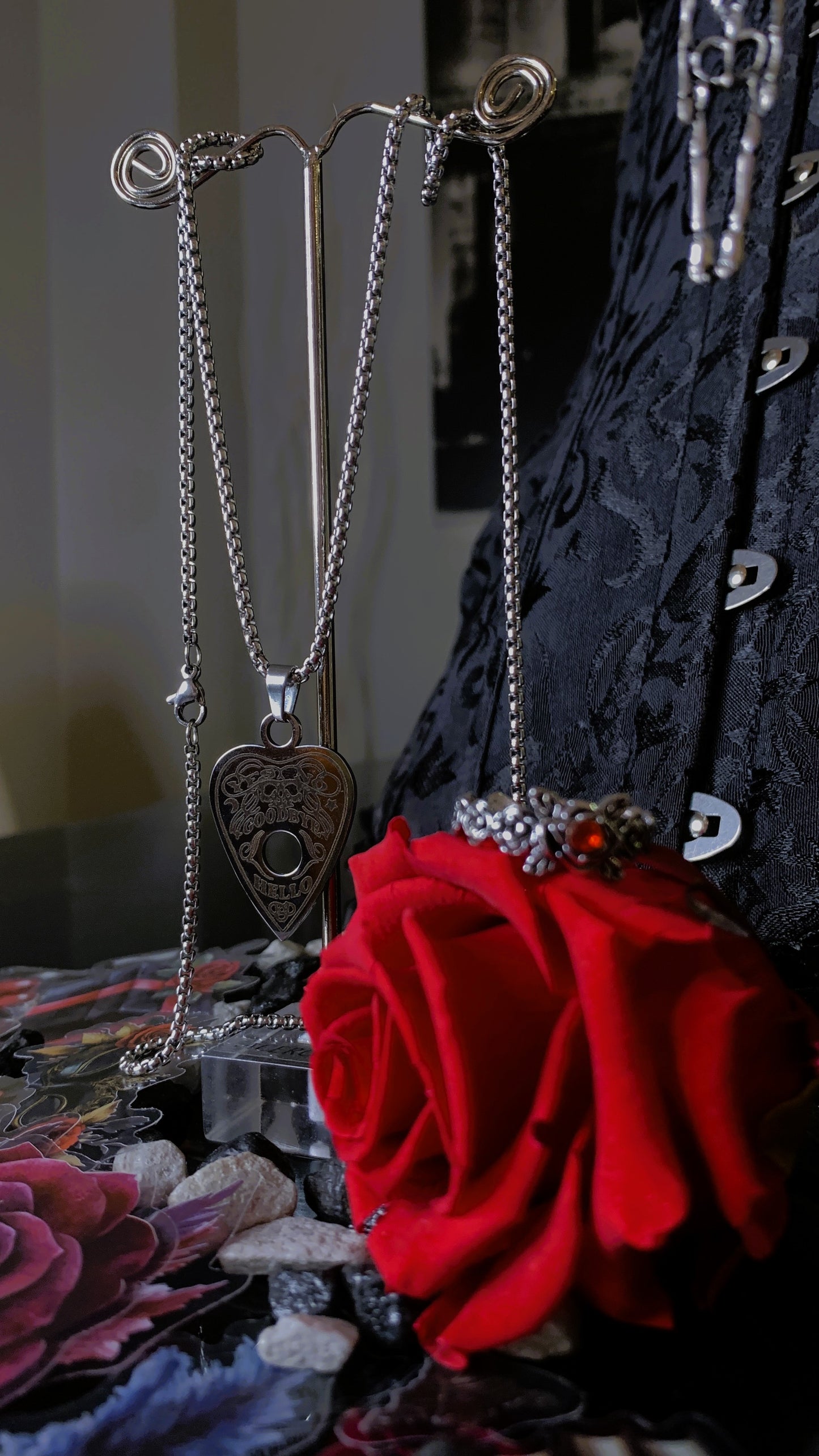 🔮 Pack Gótico “Spirit Whisper” | Gothic Ouija & Skeleton Jewelry Set – Dark Anatomy Halloween Edition 🕸️ | 1:1 Limited Edition