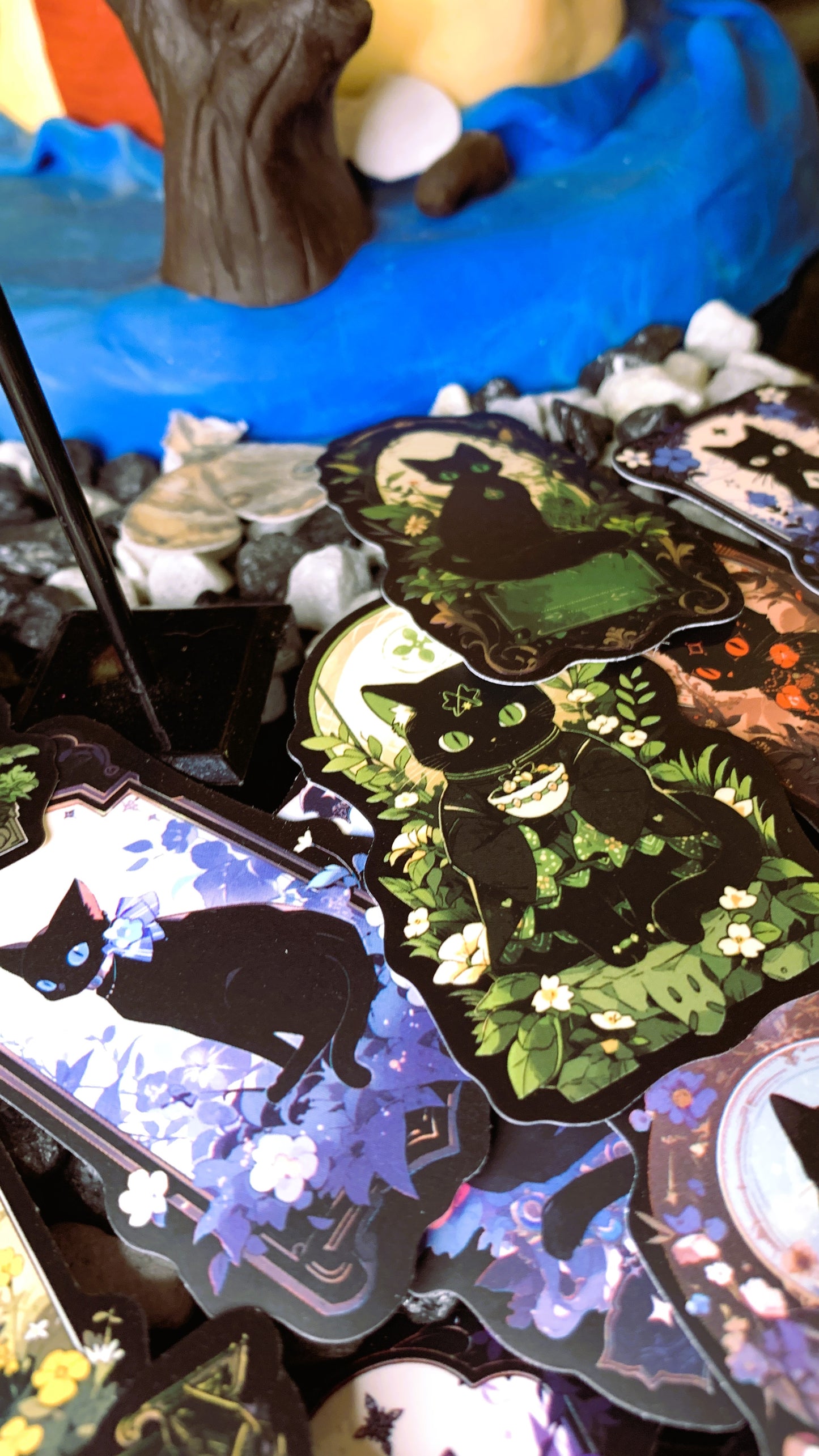 Pack “Gothic Black Cats” (25 Stickers) | Dark Cats, Tarot & Witchy Aesthetic Stickers 🐈‍⬛ – Dark Anatomy Halloween Edition | 1:1 Limited Edition