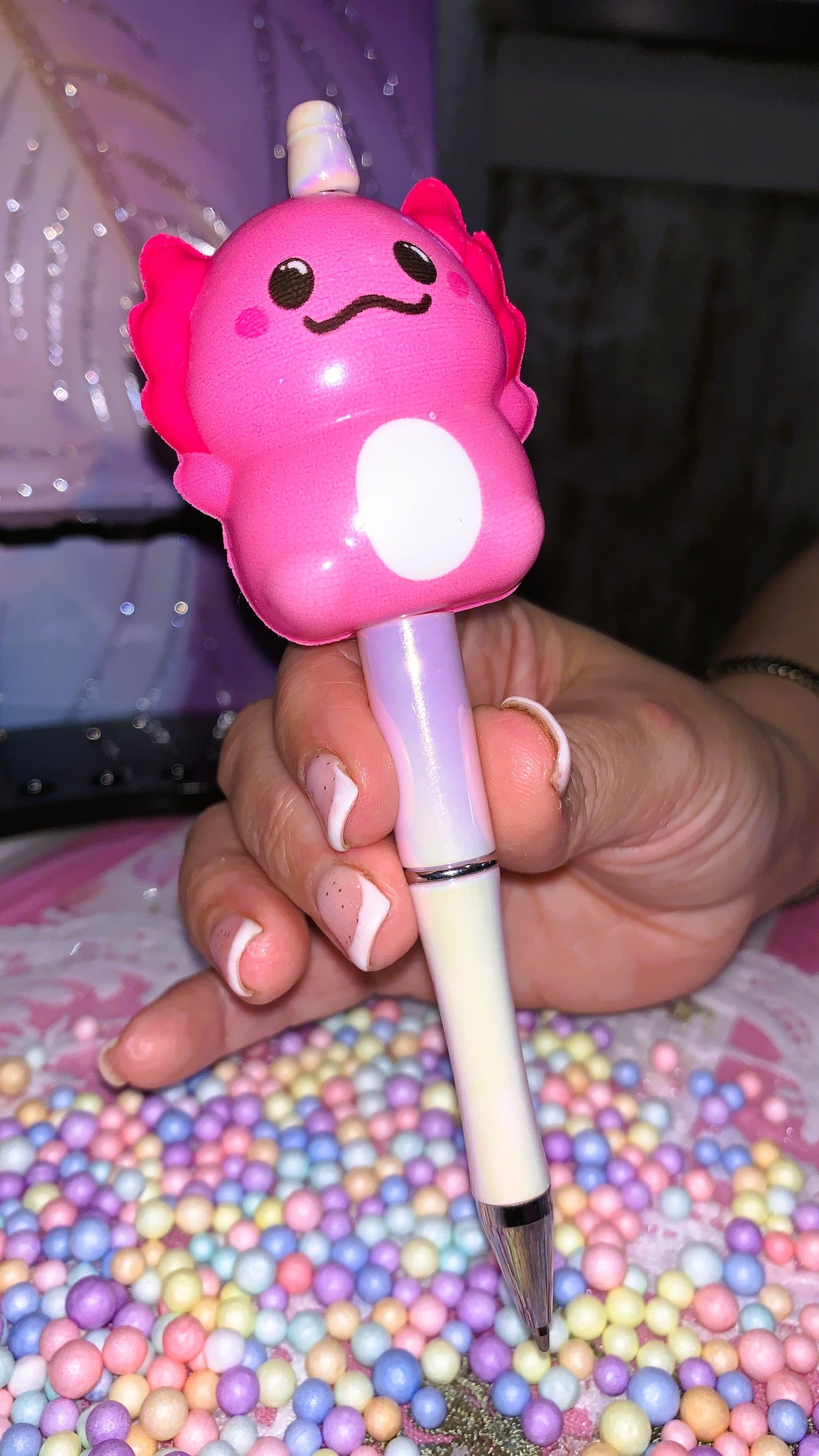 🩷 Bolígrafo Ajolote Squishy | Axolotl Squishy Pen – Cute Kawaii Antistress Edition 🌈✨ | Limited Colors