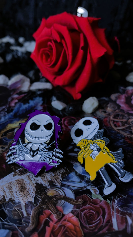 🎃💀 Set “Nightmare Before Christmas” | 2 Gothic Enamel Pins – Tim Burton Inspired | Dark Anatomy Halloween Edition 🕸️ | 1:1 Limited Edition