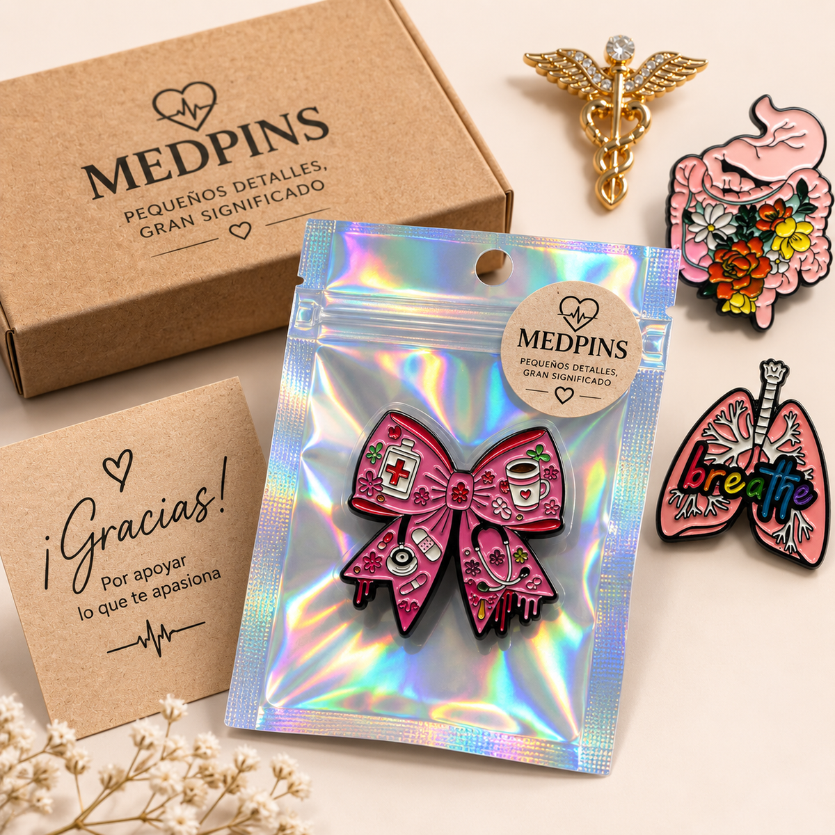 Vista 6 de la colección de pins de símbolos médicos premium MedPins