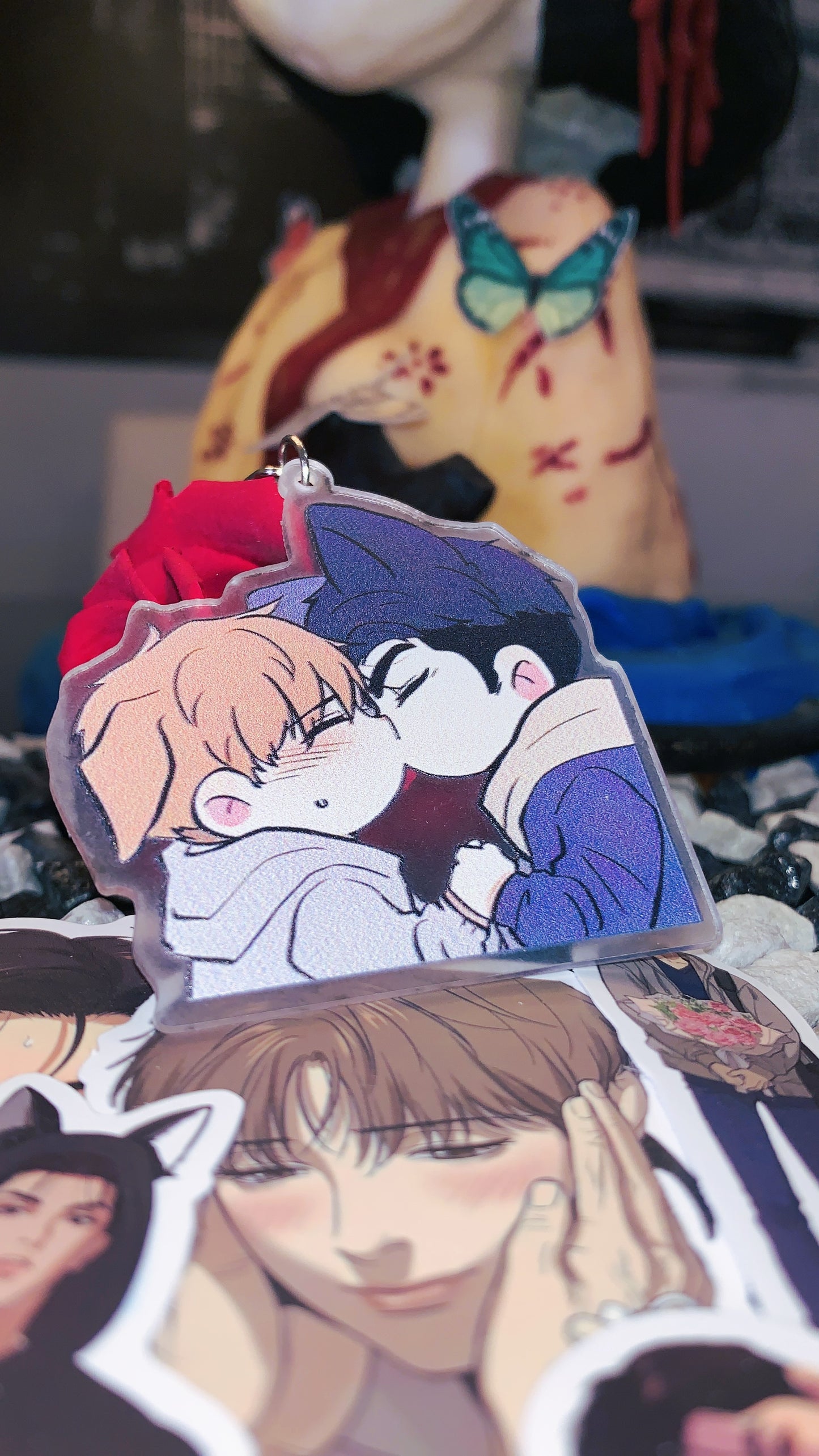 Llavero Jinx BL – Kim Dan & Joo Jaekyung Beso Chibi Acrílico – Merch de Yaoi, Webtoon y Manga
