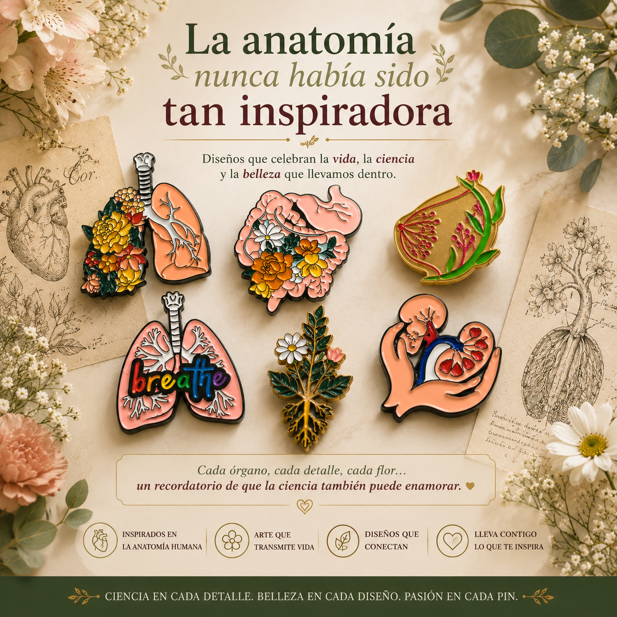 Pins “Órganos Internos” | Internal Organs Enamel Pin Collection – Limited 1:1 Edition | MedPins