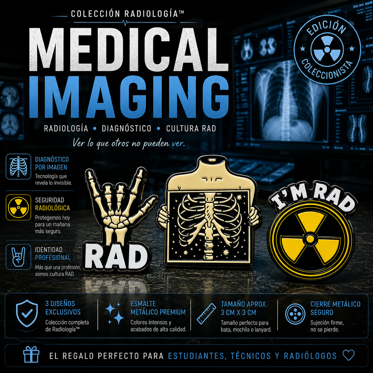 Pins “Radiología” | Radiology Enamel Pin Collection – Limited 1:1 Edition | MedPins