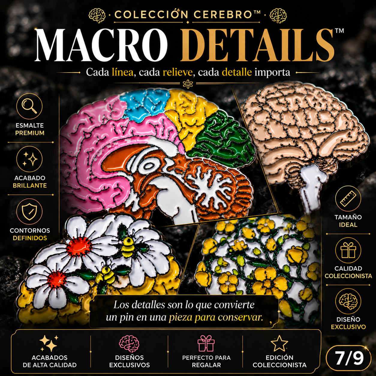 Pins “Cerebro Humano” | Human Brain Enamel Pin Collection – Limited 1:1 Edition | MedPins