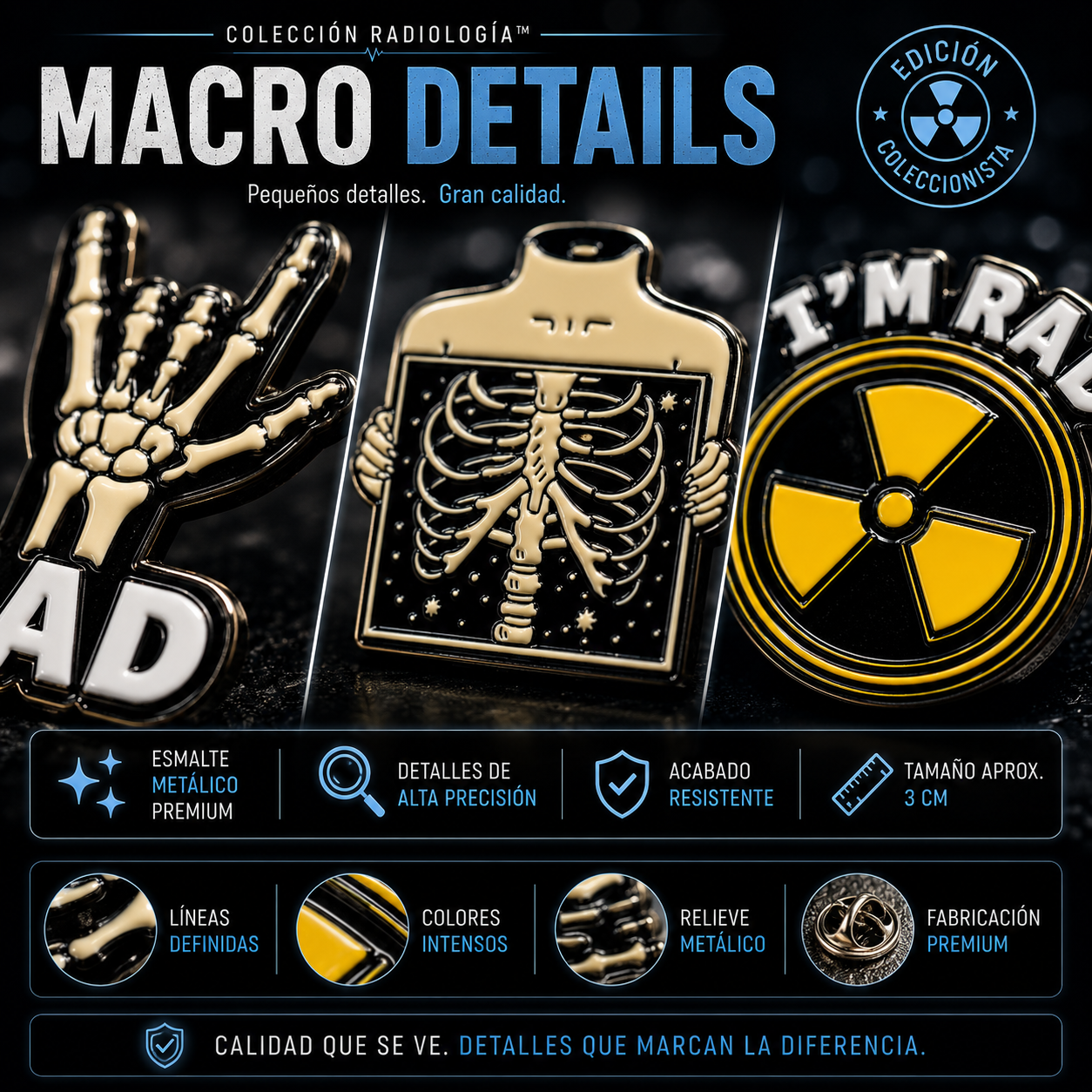 Pins “Radiología” | Radiology Enamel Pin Collection – Limited 1:1 Edition | MedPins