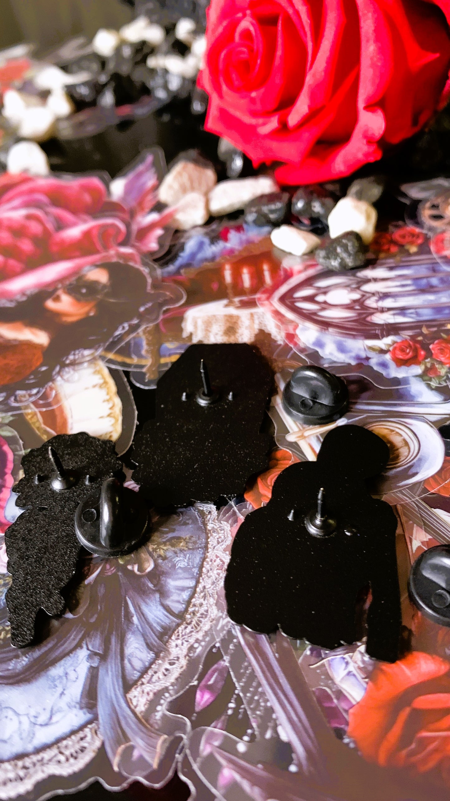 💀 Set “Eternal Love” | 3 Gothic Enamel Pins – Skeleton Lovers + Coffin + Red Rose 🌹 | Dark Anatomy Halloween Edition | Limited 1:1