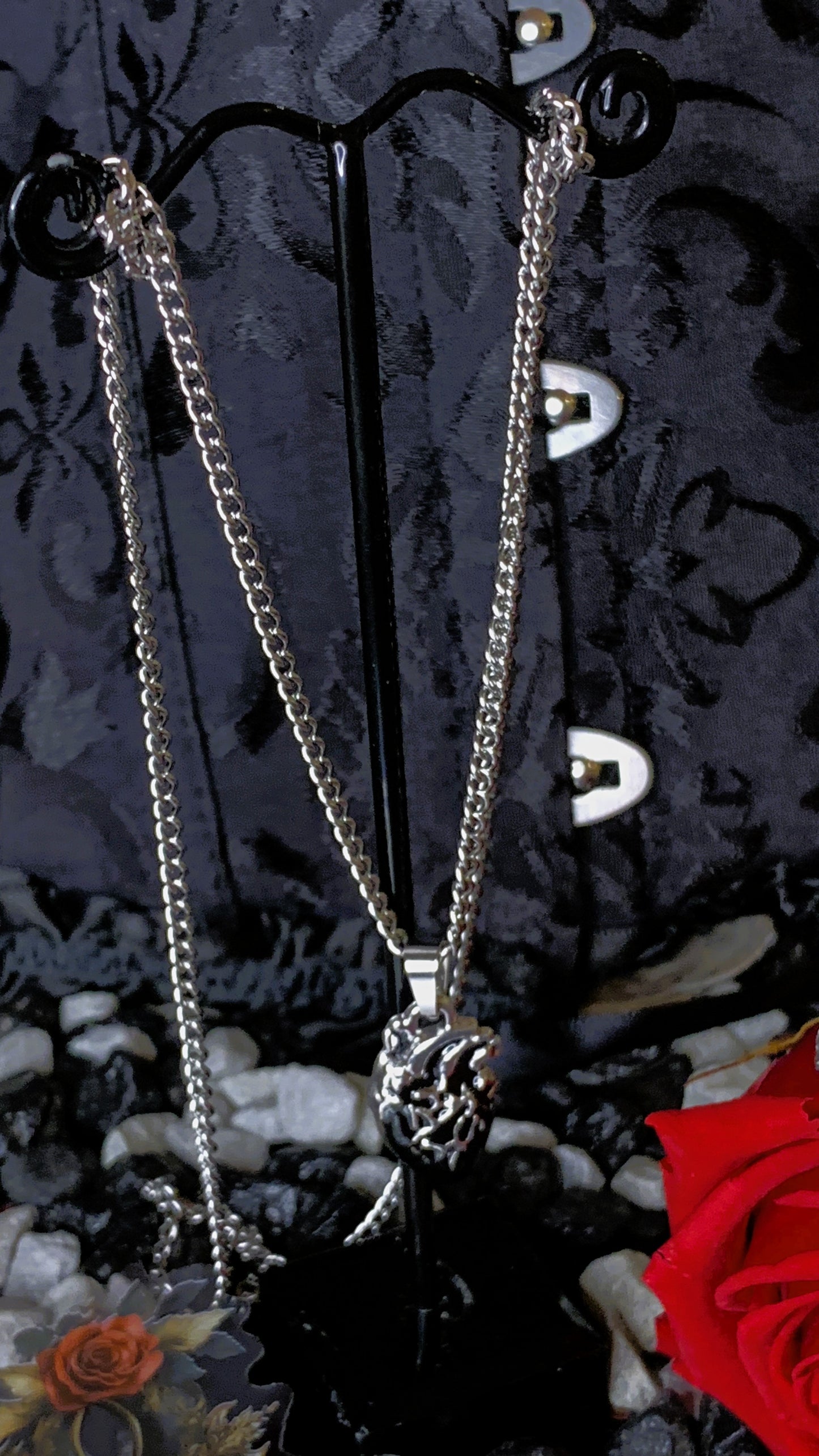 🖤 Pack Gótico “Crimson Faith” | Gothic Heart & Cross Jewelry Set – Dark Anatomy Halloween Edition 🕯️ | 1:1 Limited Edition